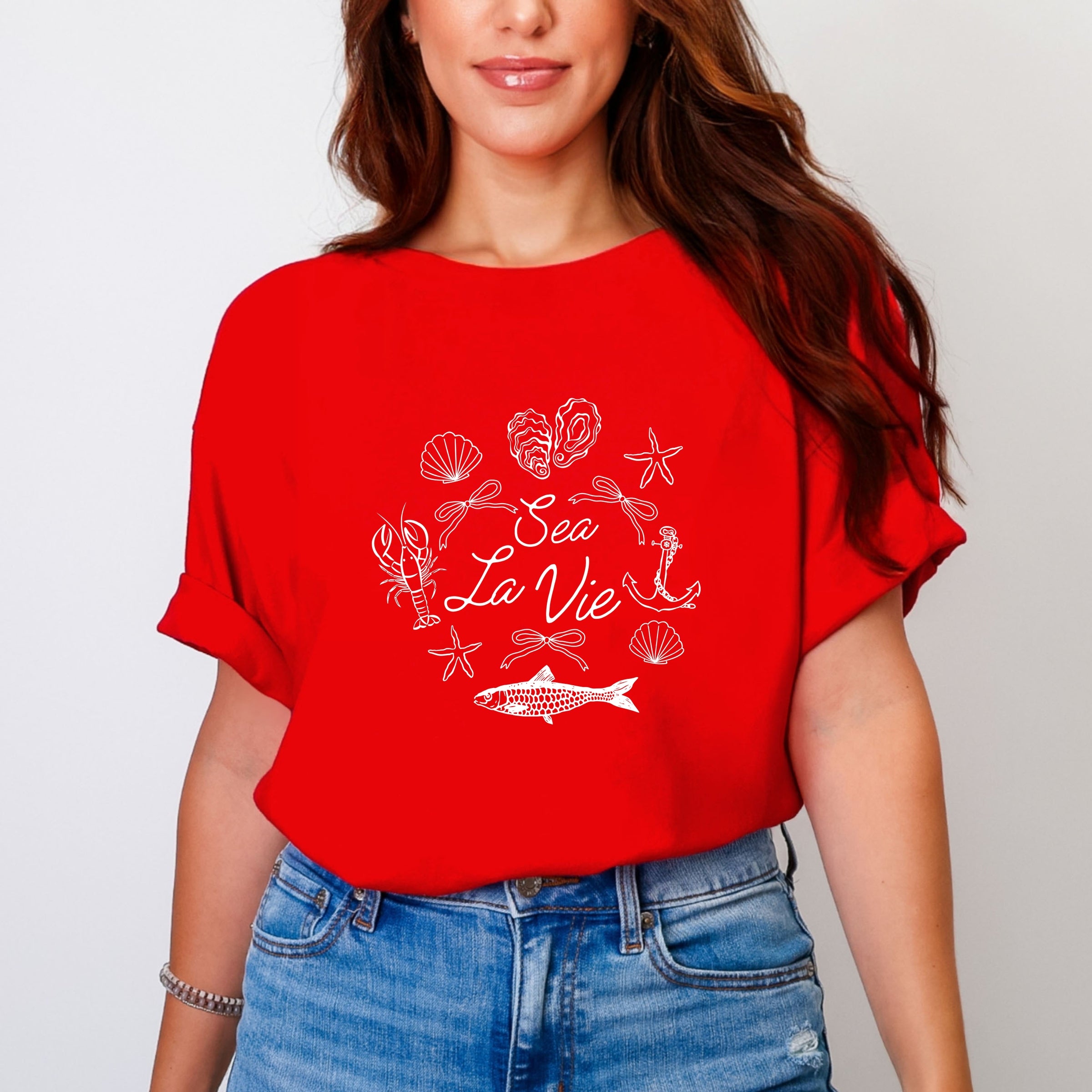 Sea La Vie Collage - Women's Garment Dyed Graphic T-Shirt