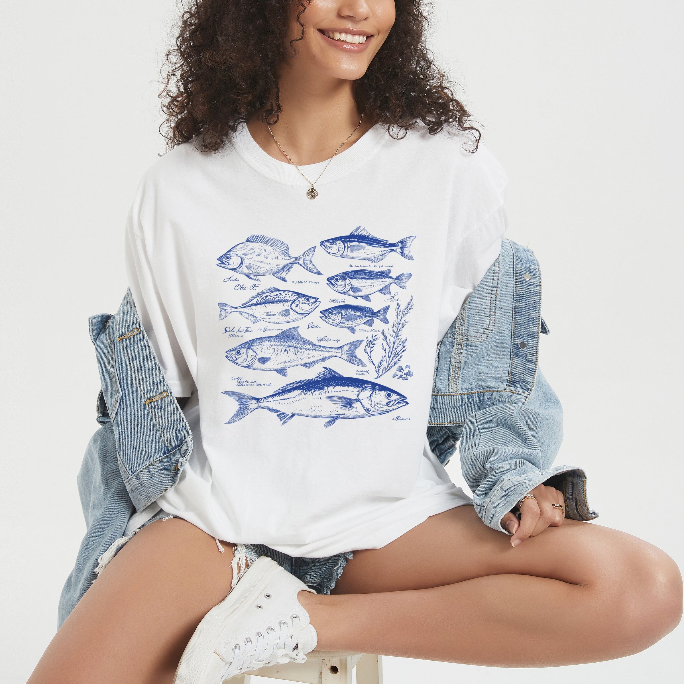 Vintage Fish - Women's Garment Dyed Graphic T-Shirt