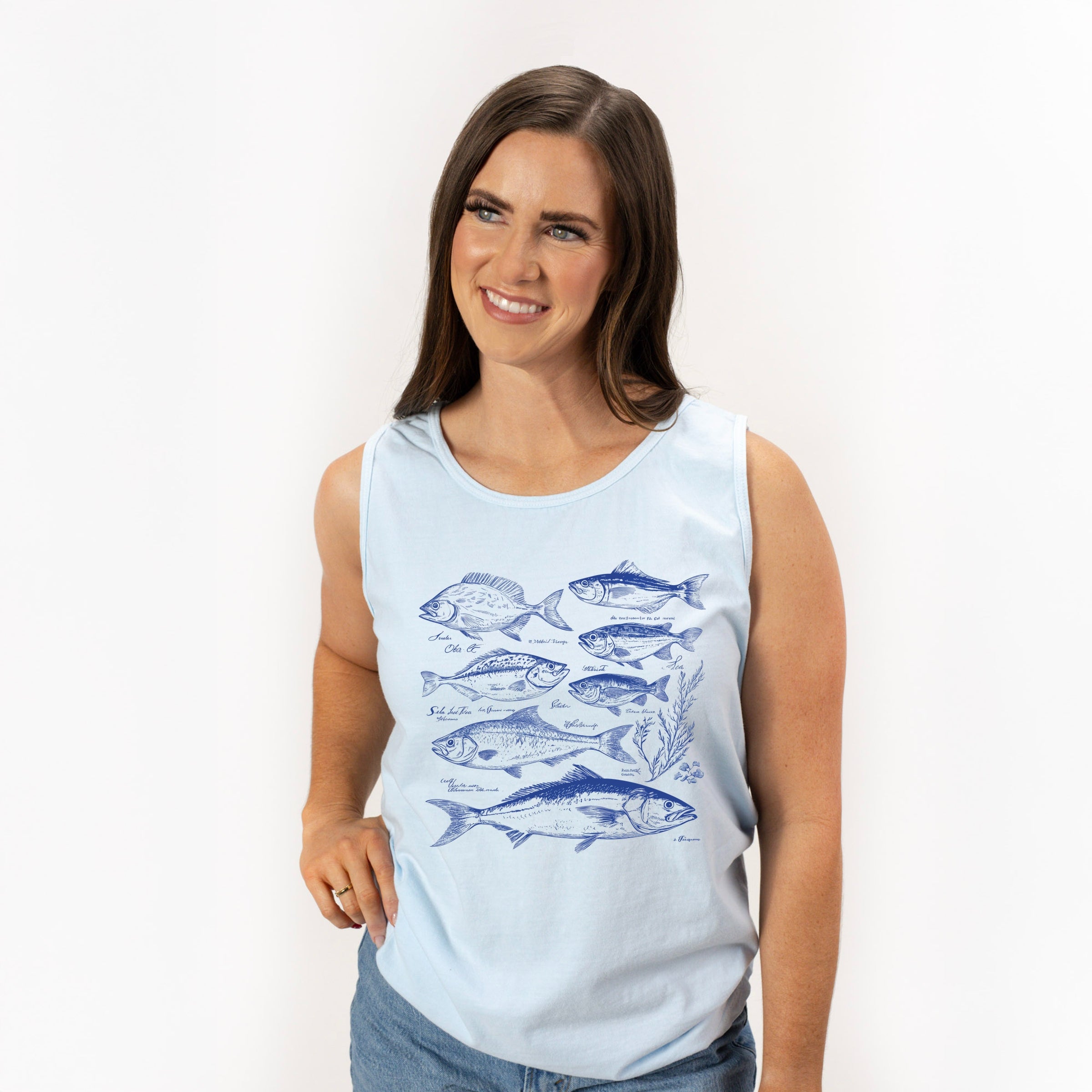 Vintage Fish - Women's Garment Dyed Graphic Tank Top
