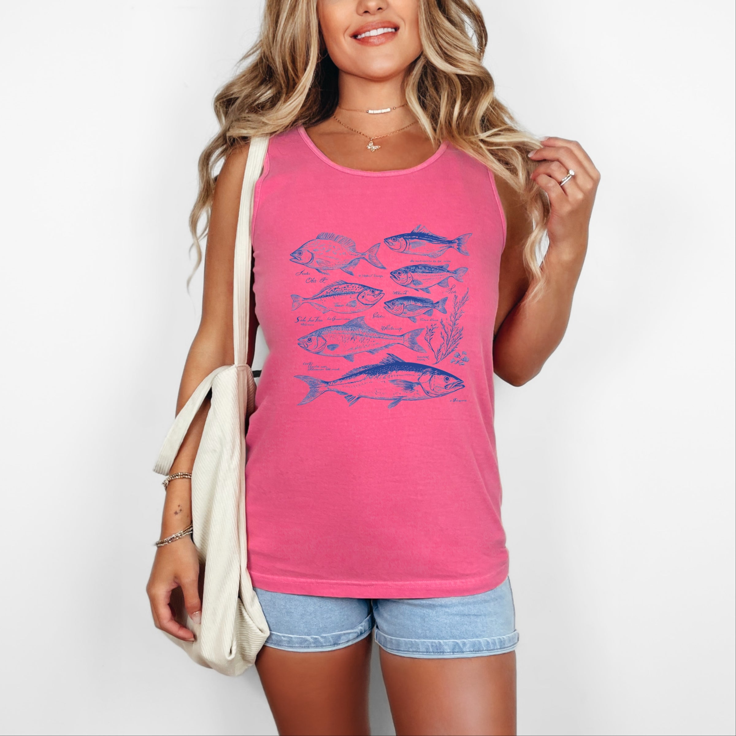 Vintage Fish - Women's Garment Dyed Graphic Tank Top