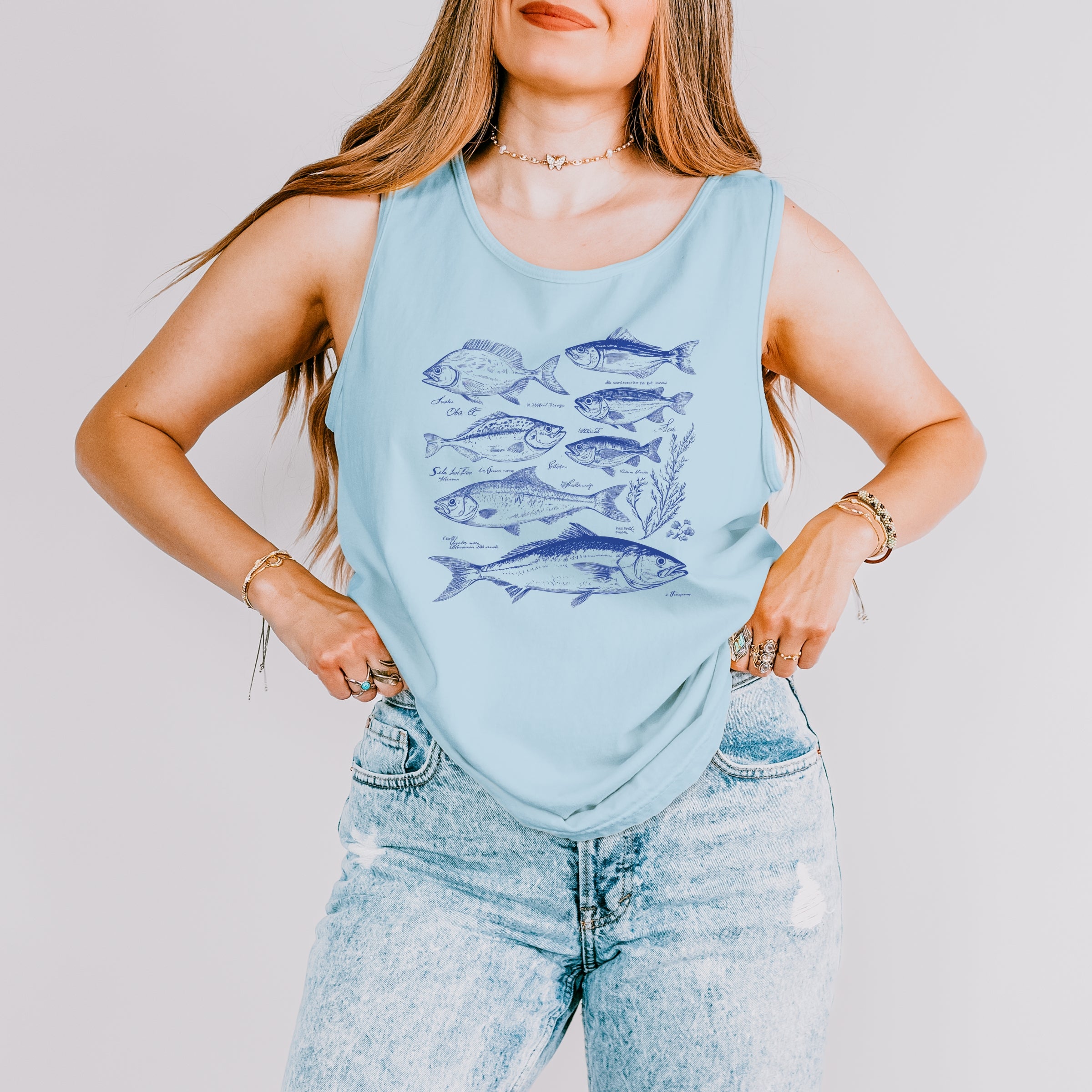 Vintage Fish - Women's Garment Dyed Graphic Tank Top