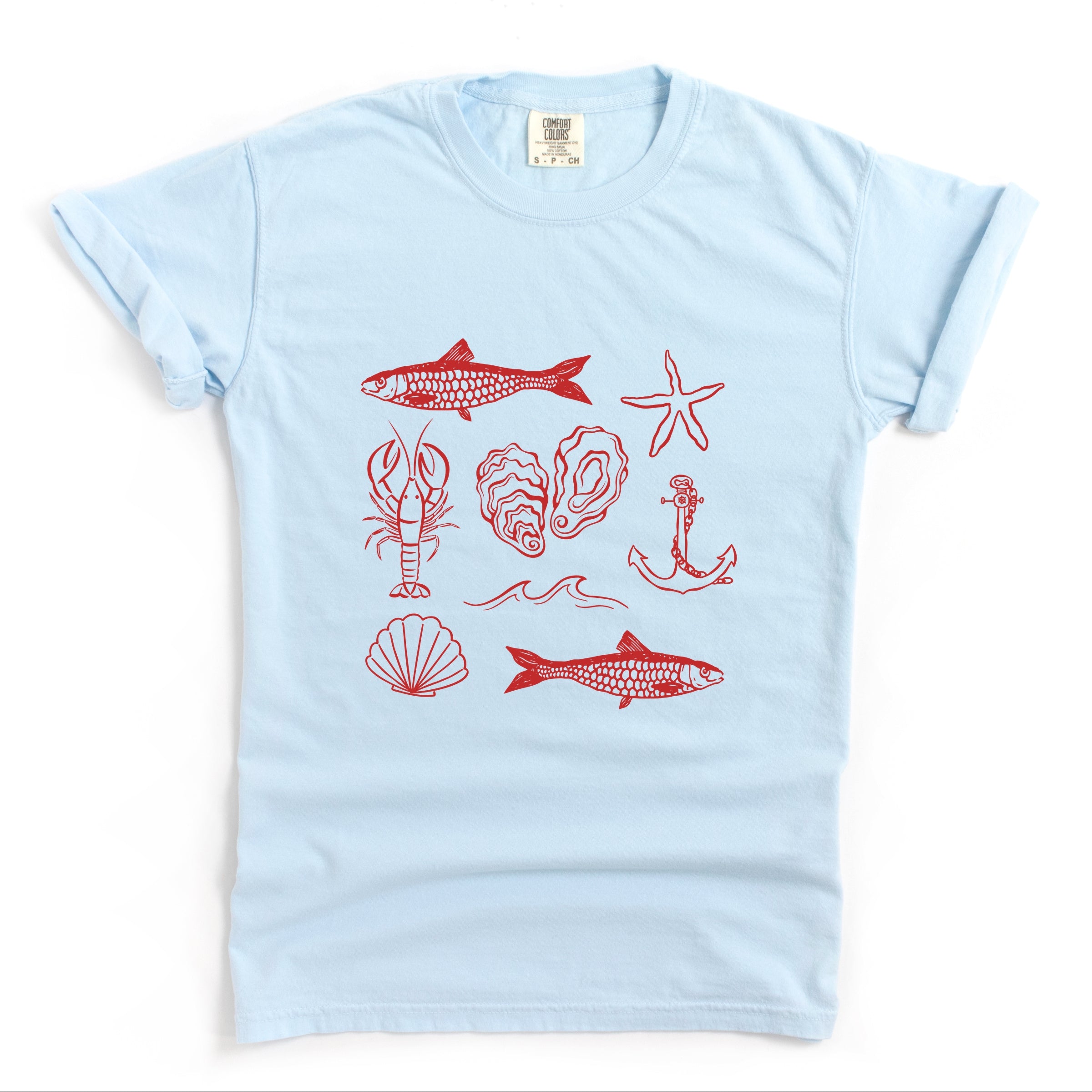 Fisherman Collage - Womens Garment Dyed Tee
