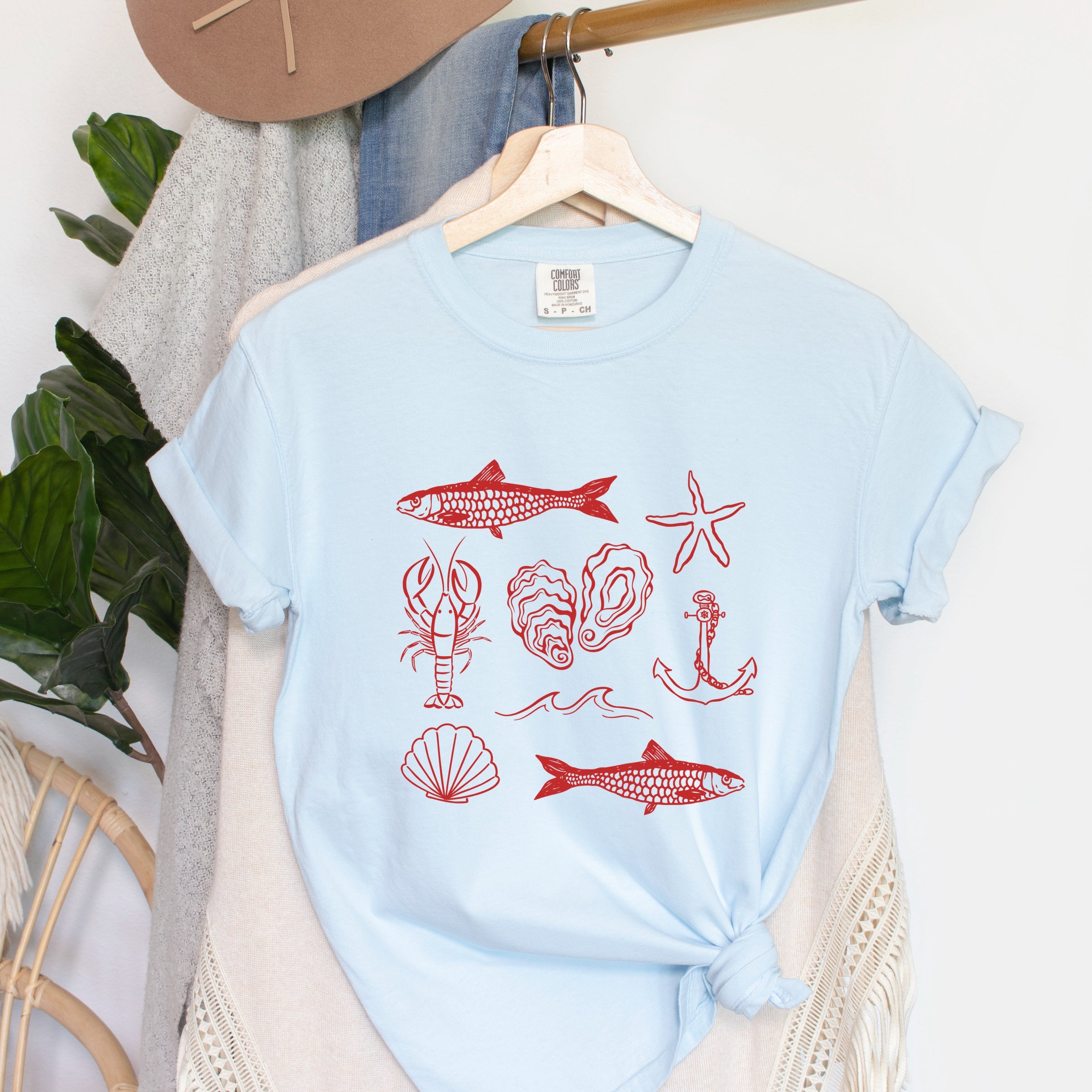 Fisherman Collage - Womens Garment Dyed Tee