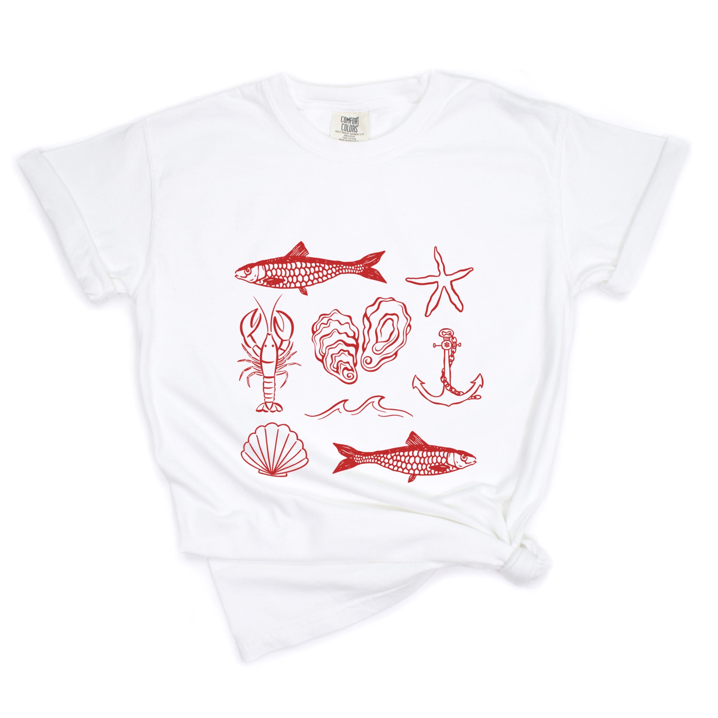 Fisherman Collage - Womens Garment Dyed Tee