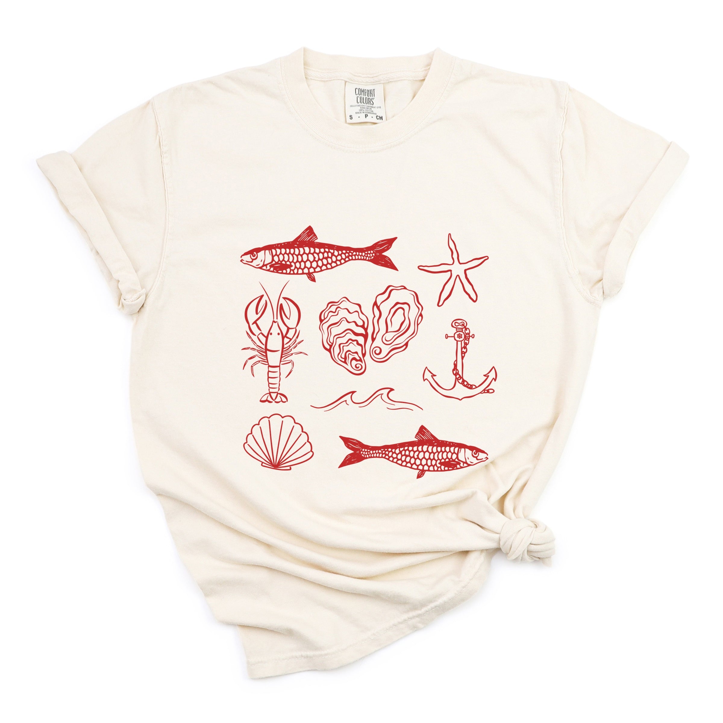 Fisherman Collage - Womens Garment Dyed Tee