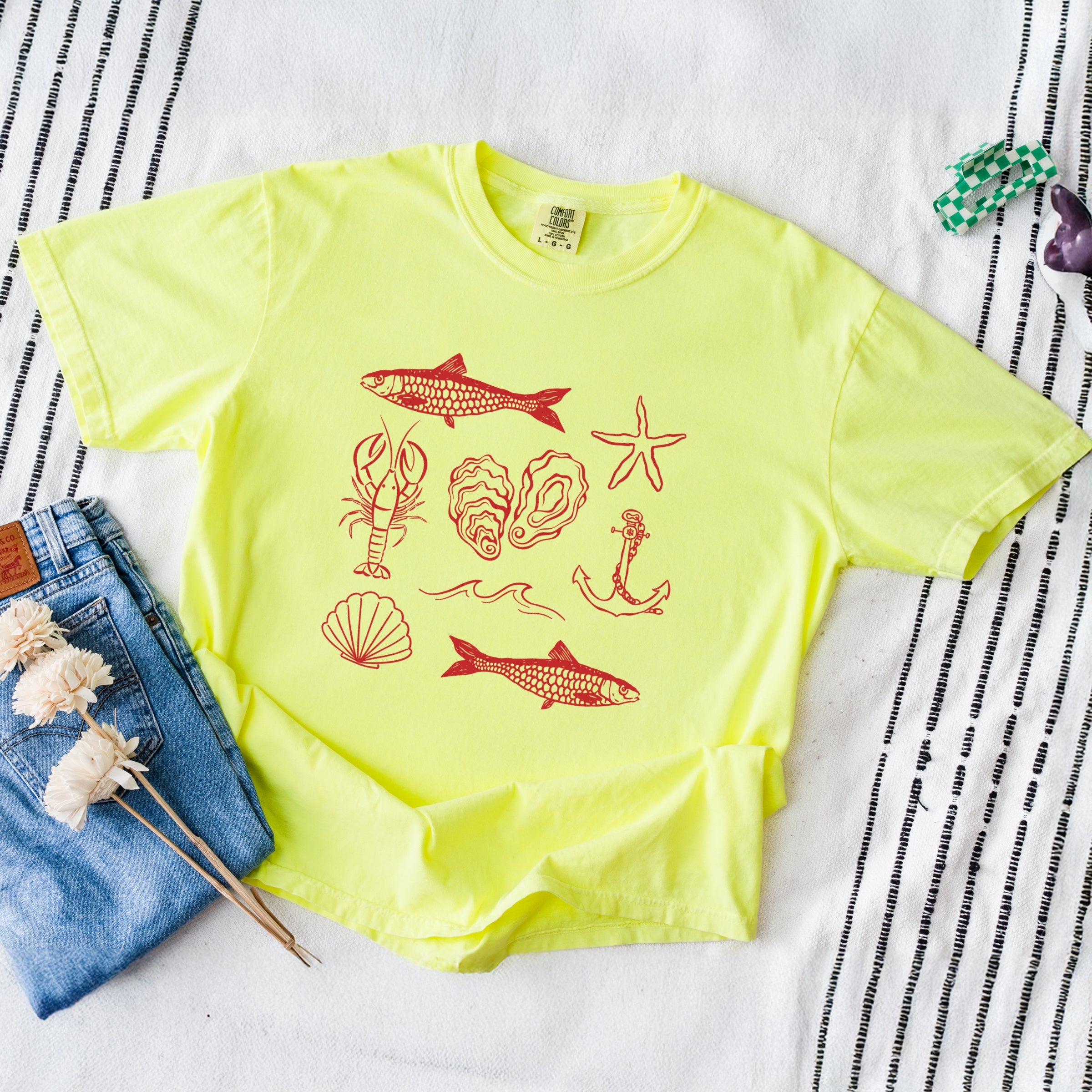 Fisherman Collage - Womens Garment Dyed Tee