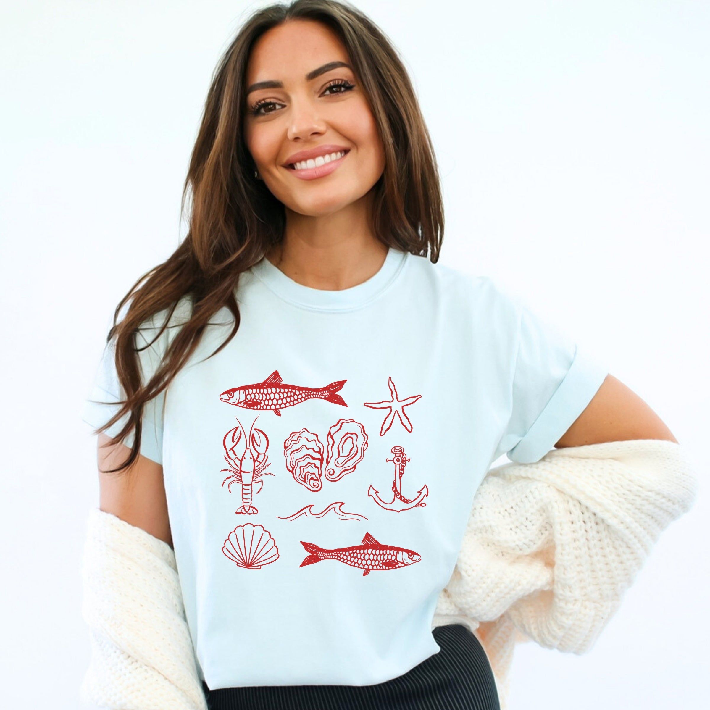 Fisherman Collage - Womens Garment Dyed Tee