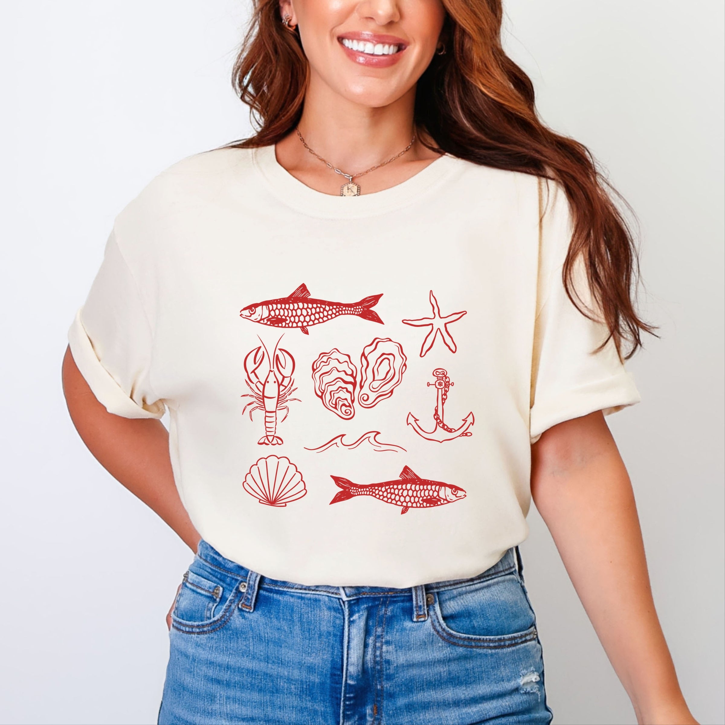 Fisherman Collage - Women's Garment Dyed Tee