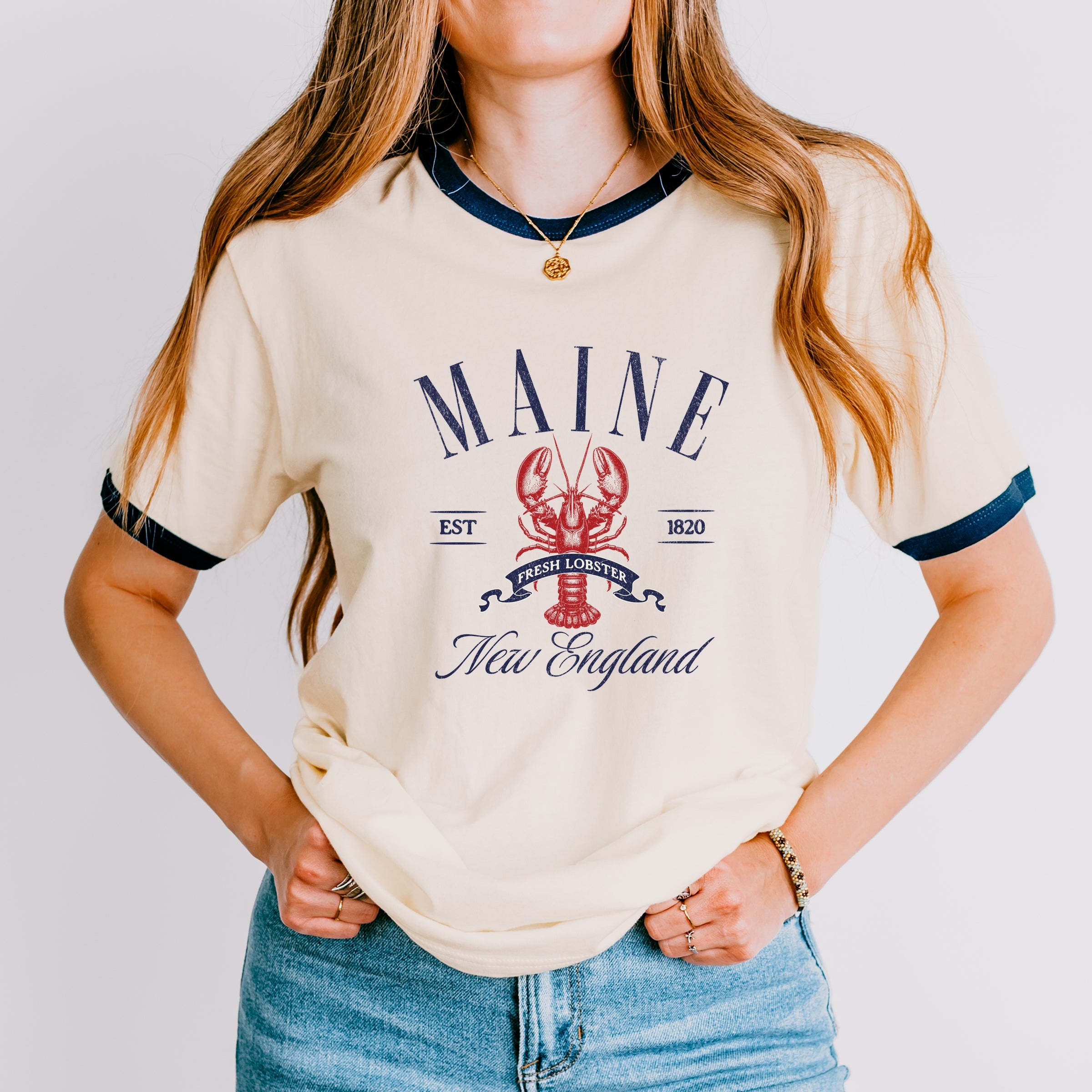 Maine New England - Womens Ringer Tee
