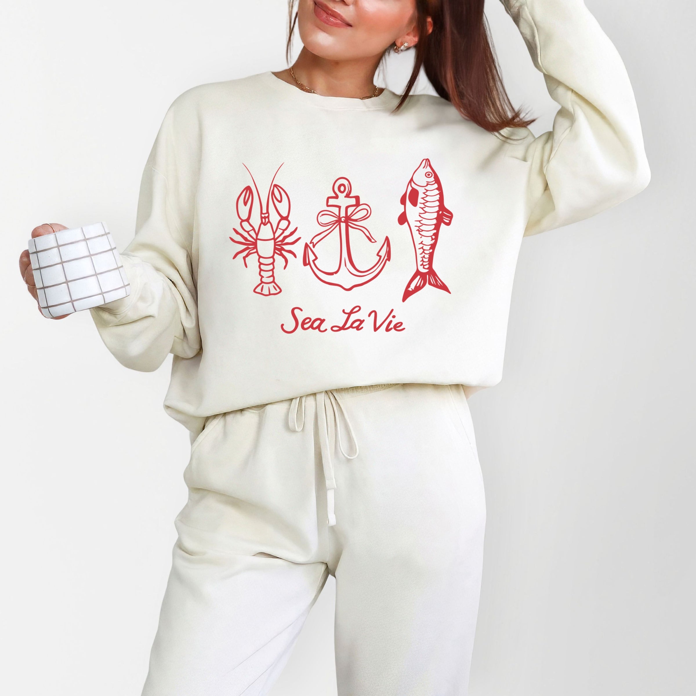 Sea La Vie 3 Across - Womens Lightweight Garment Dyed Sweatshirt