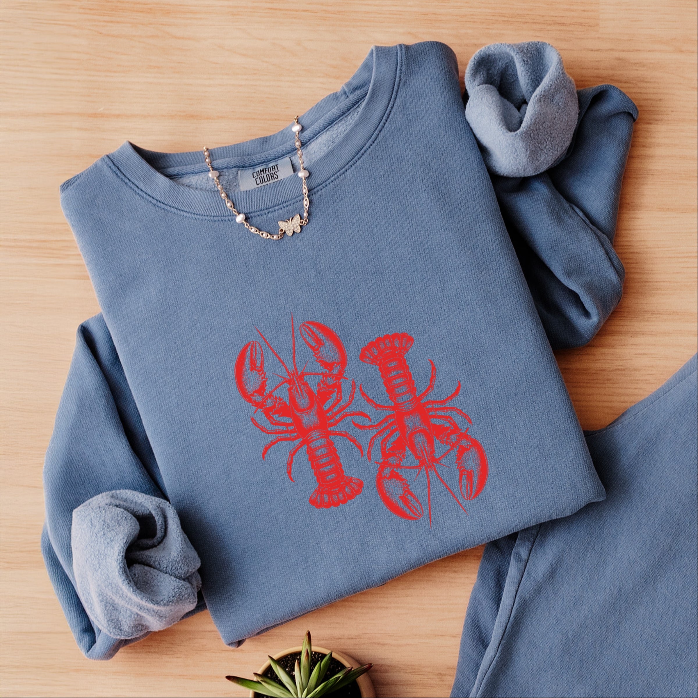 Two Lobsters - Womens Lightweight Garment Dyed Sweatshirt