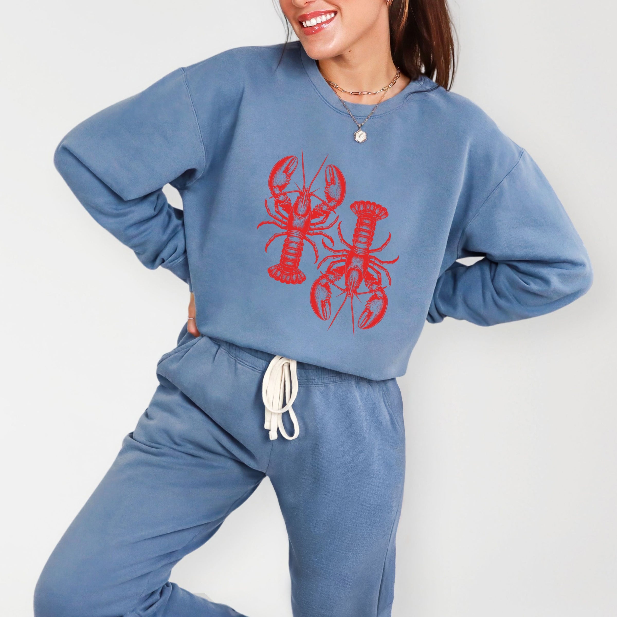 Two Lobsters - Womens Lightweight Garment Dyed Sweatshirt