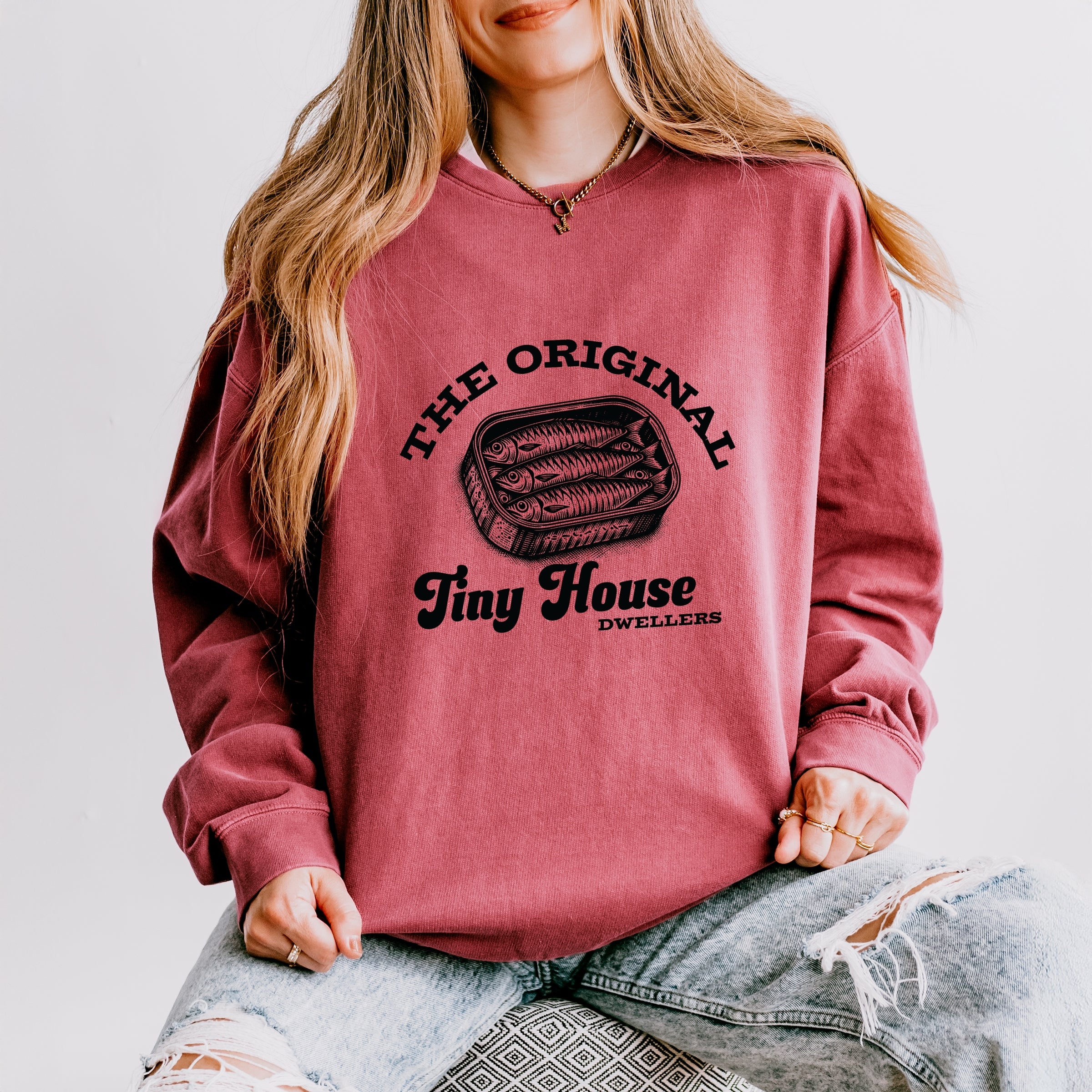 Original Tiny House Dwellers - Womens Lightweight Garment Dyed Sweatshirt