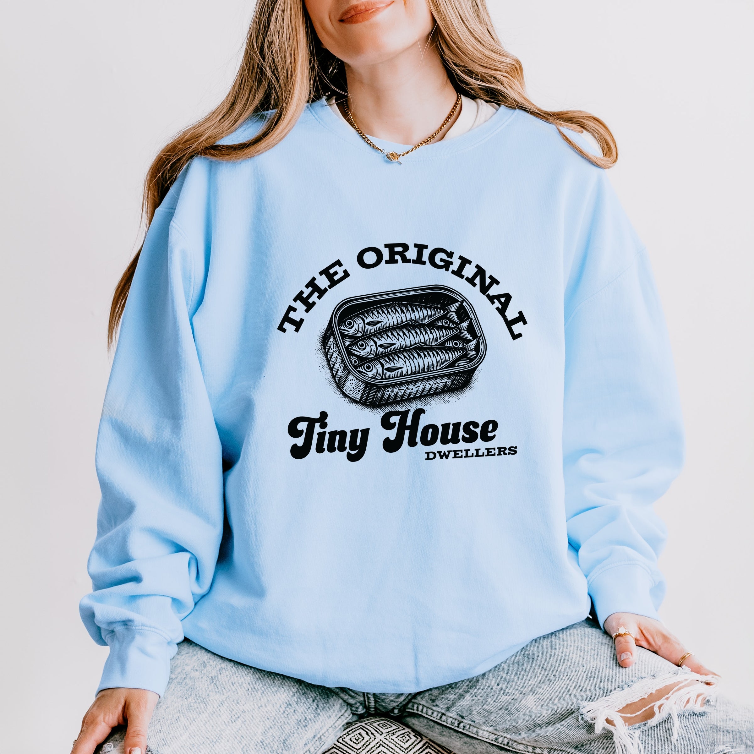 Original Tiny House Dwellers - Womens Lightweight Garment Dyed Sweatshirt