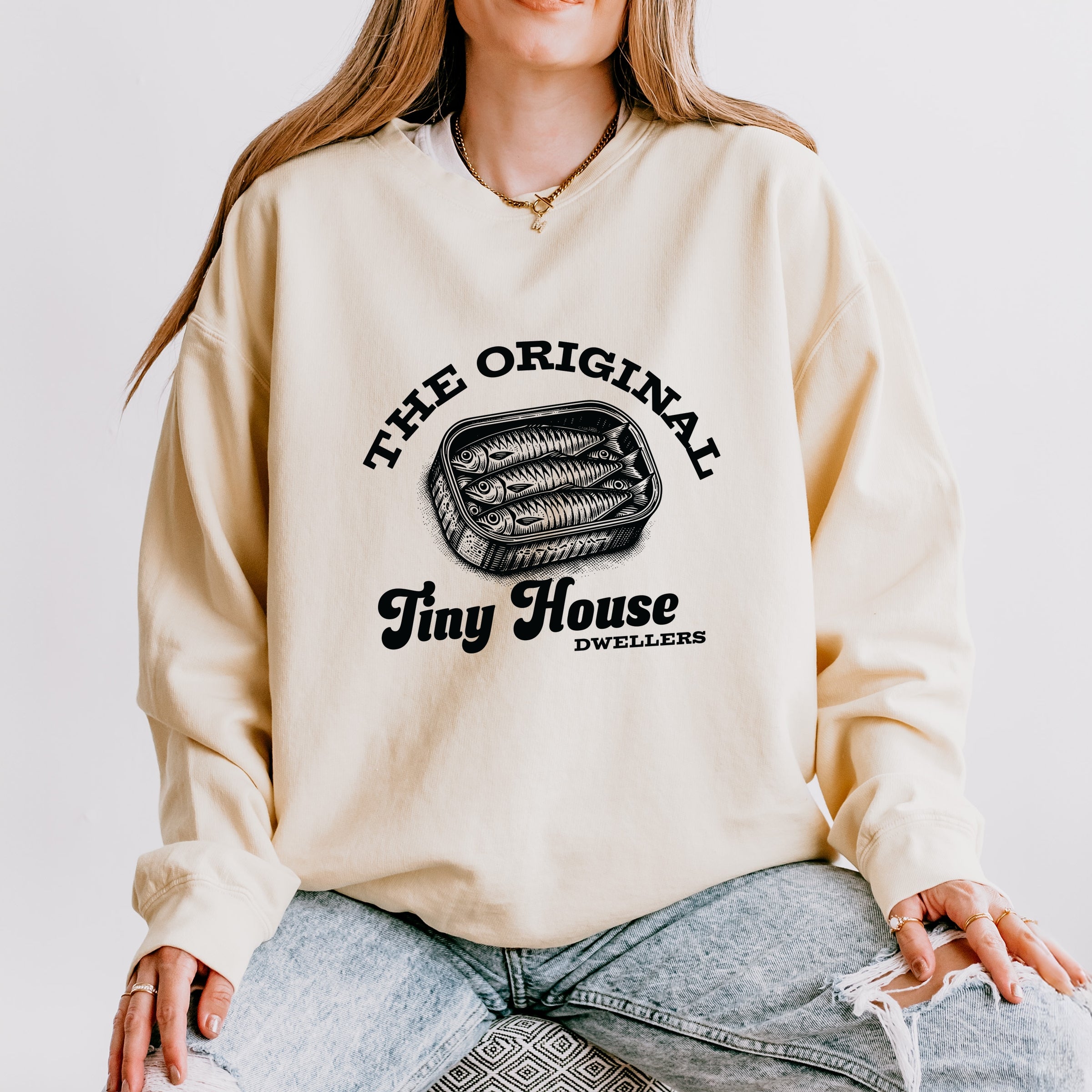 Original Tiny House Dwellers - Womens Lightweight Garment Dyed Sweatshirt