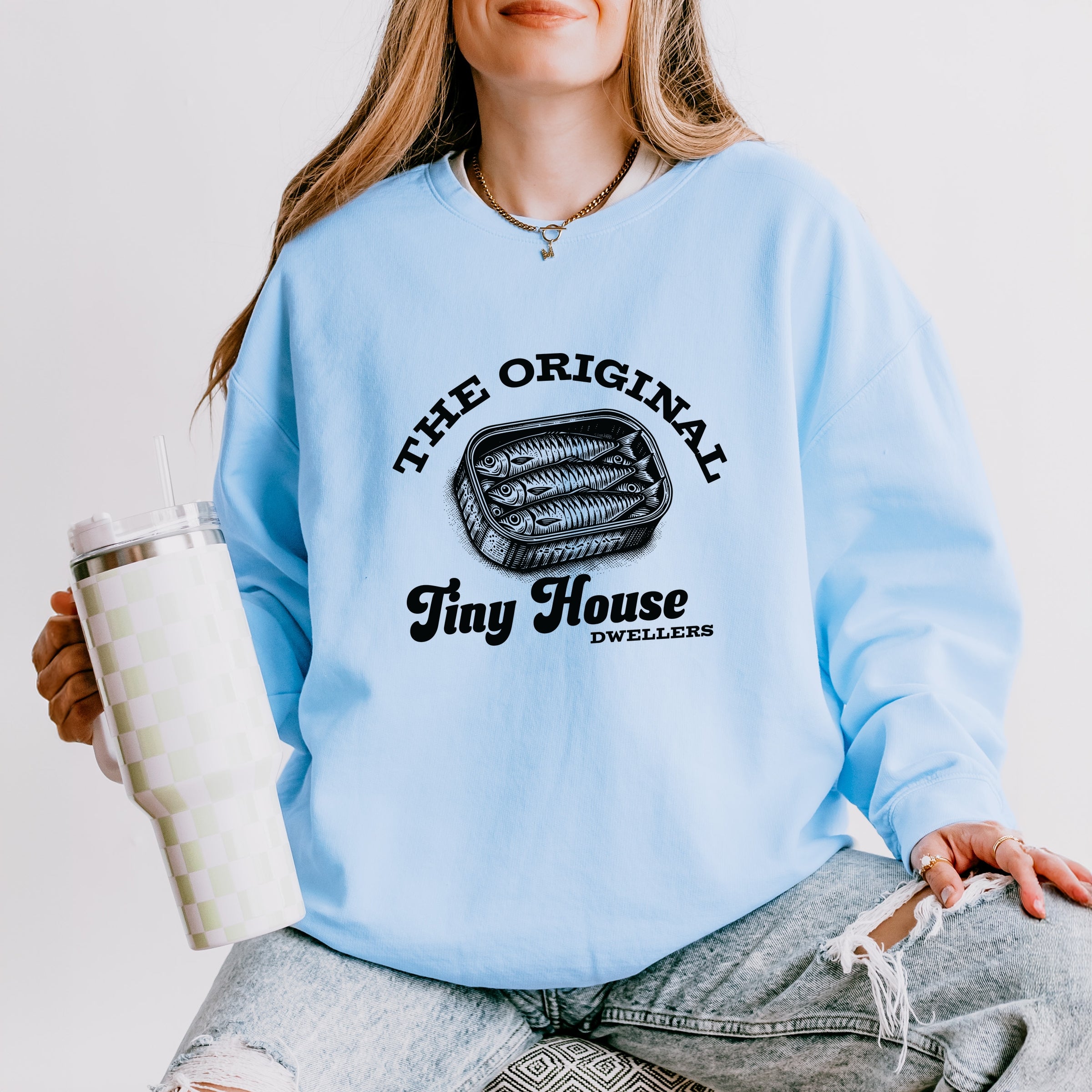 Original Tiny House Dwellers - Womens Lightweight Garment Dyed Sweatshirt