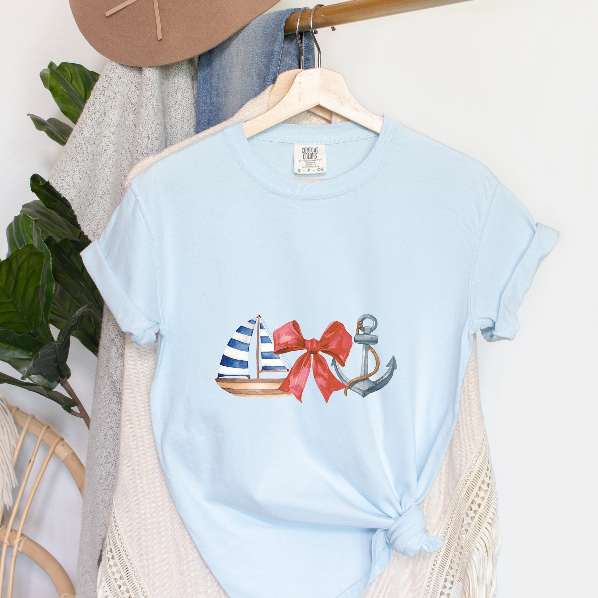 Coquette Ship Anchor - Women's Garment Dyed Graphic T-Shirt