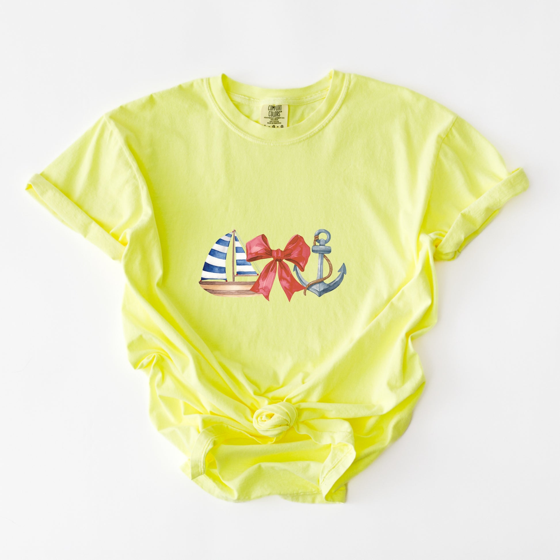 Coquette Ship Anchor - Women's Garment Dyed Graphic T-Shirt