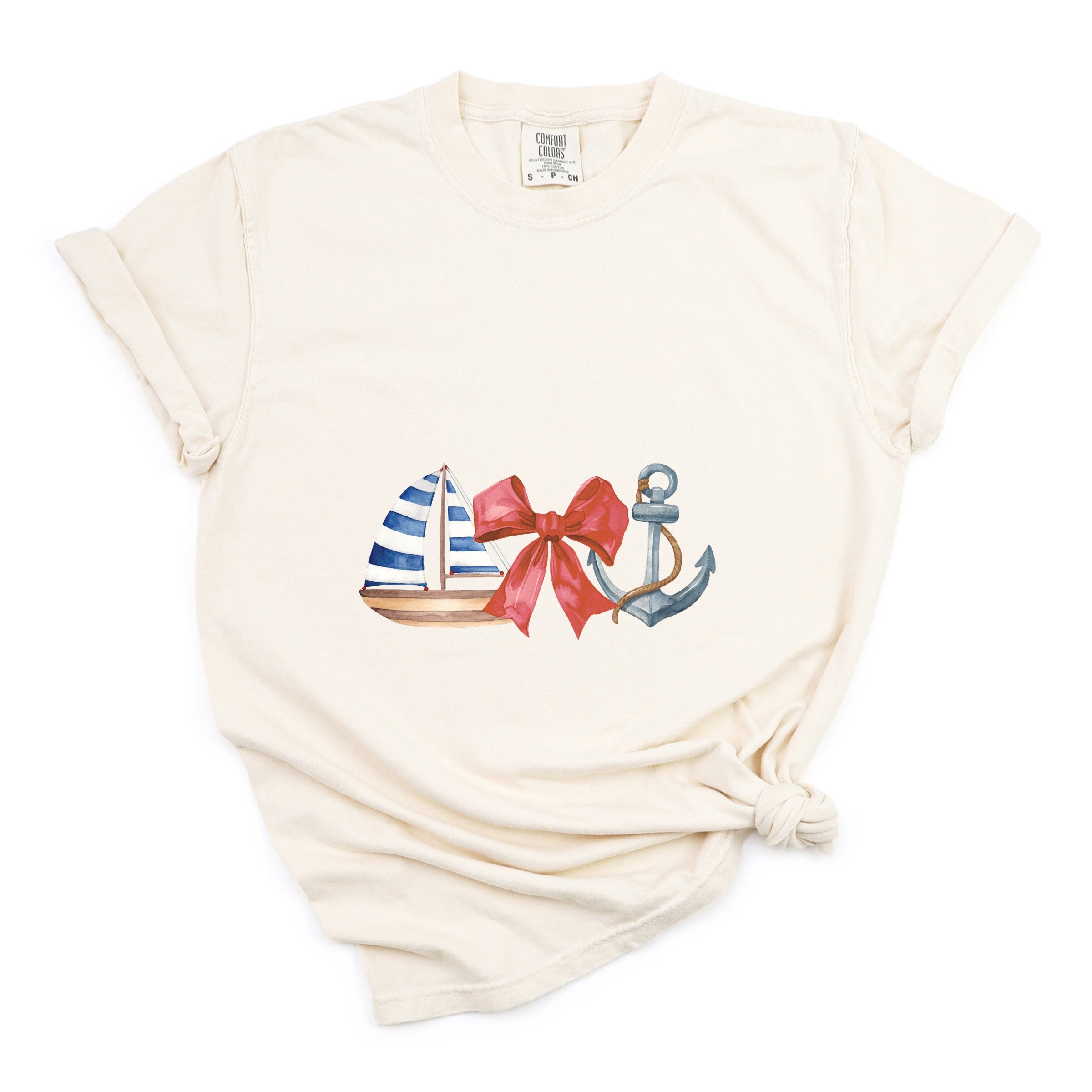 Coquette Ship Anchor - Women's Garment Dyed Graphic T-Shirt