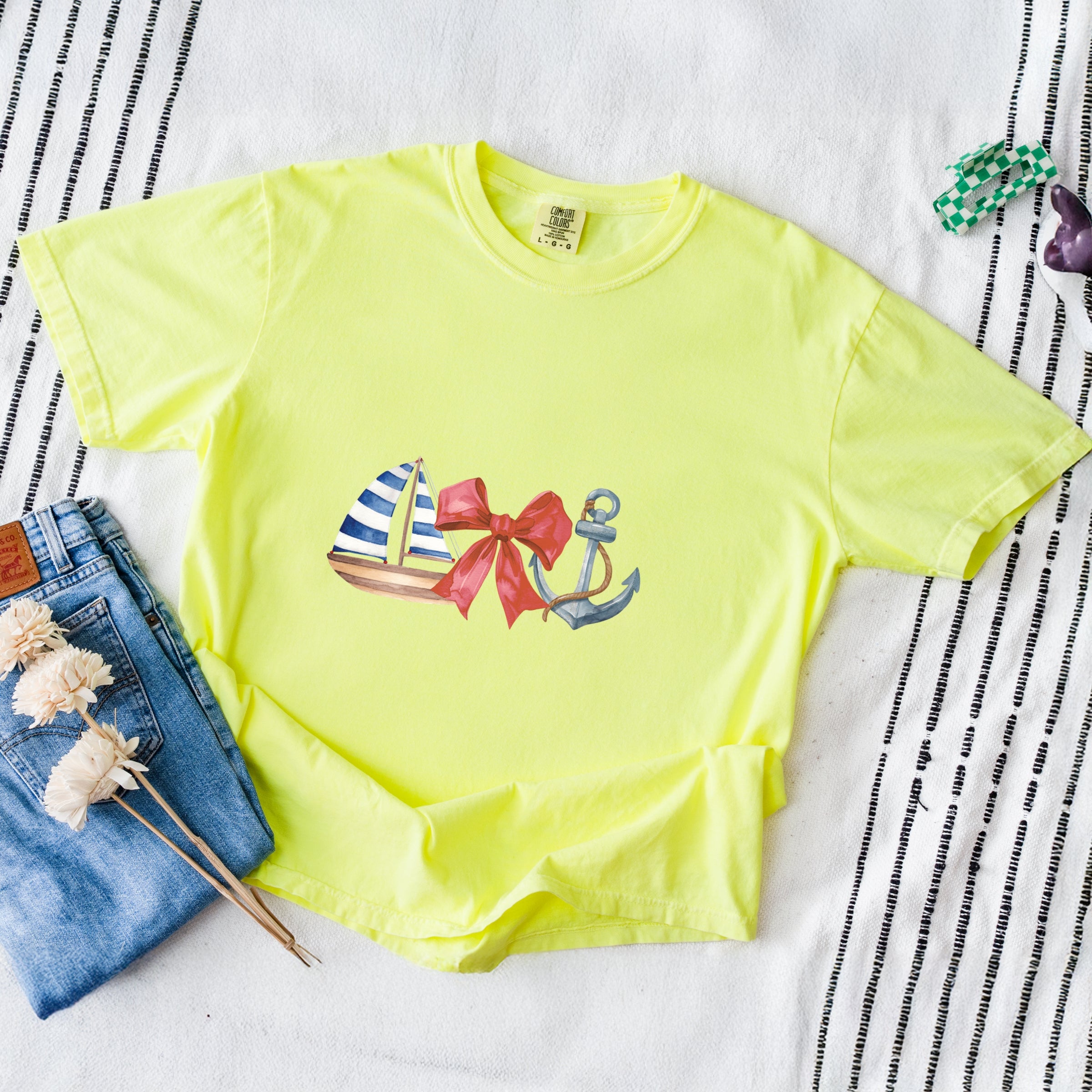 Coquette Ship Anchor - Women's Garment Dyed Graphic T-Shirt