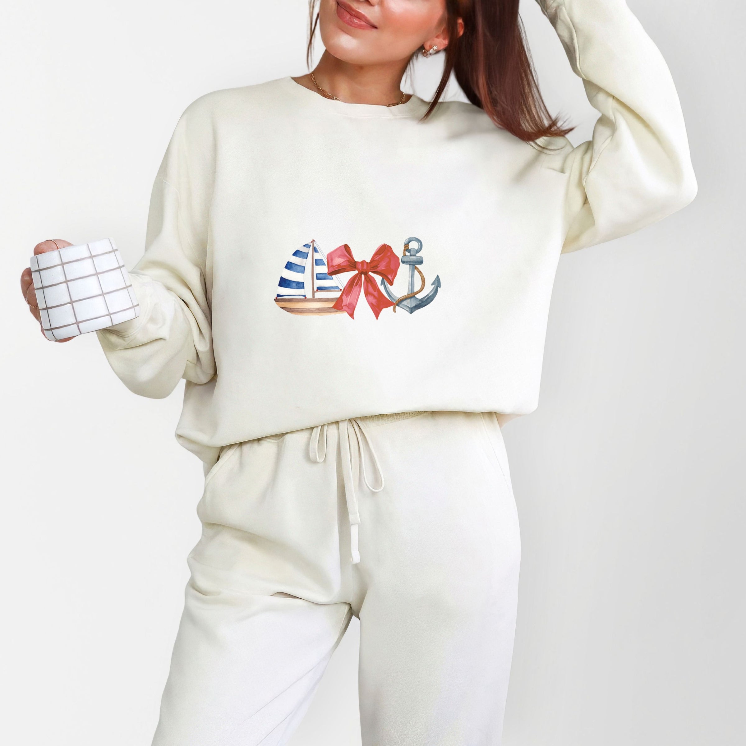 Coquette Ship Anchor - Women's Lightweight Garment Dyed Sweatshirt