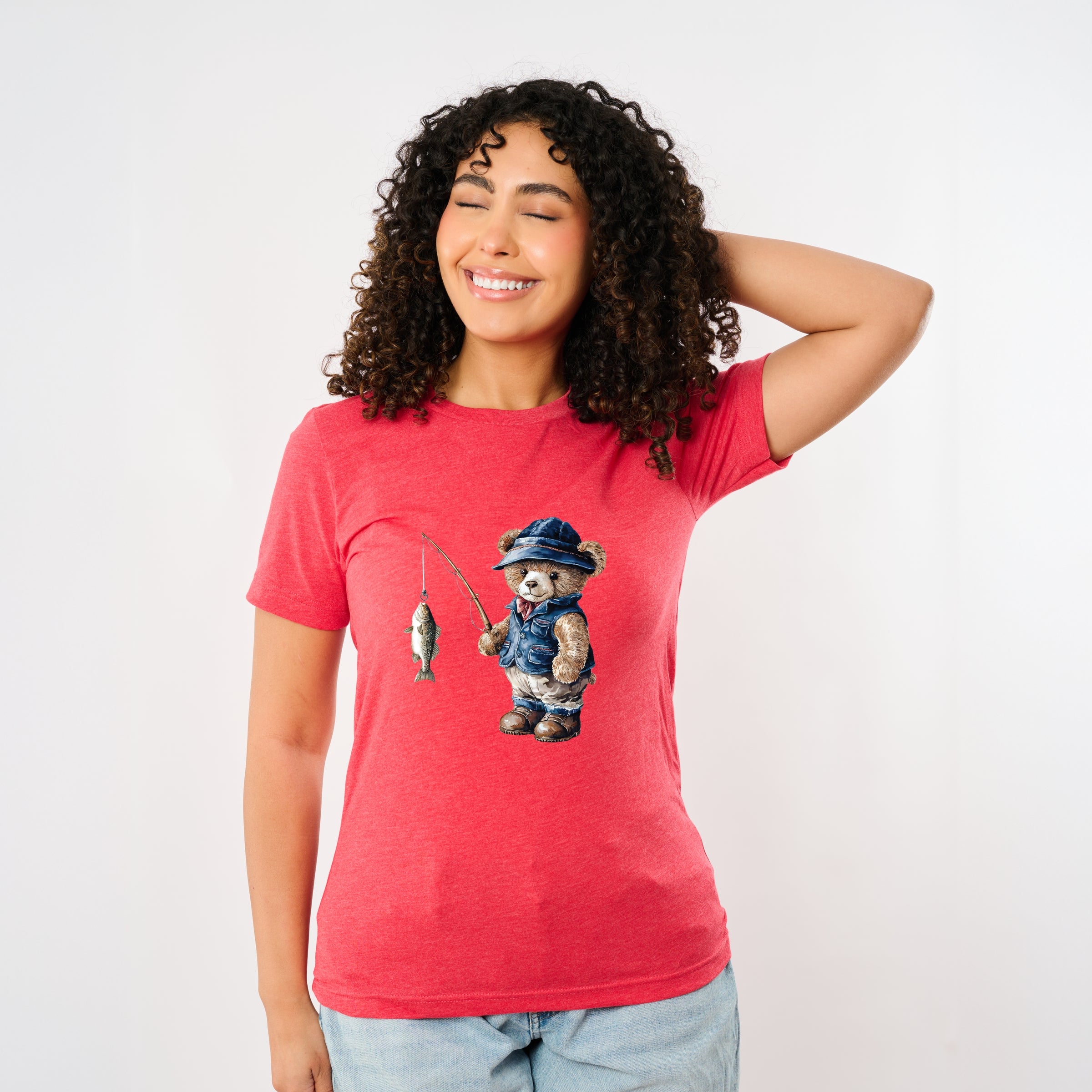 Teddy Bear Fisherman - Womens Short Sleeve Tee