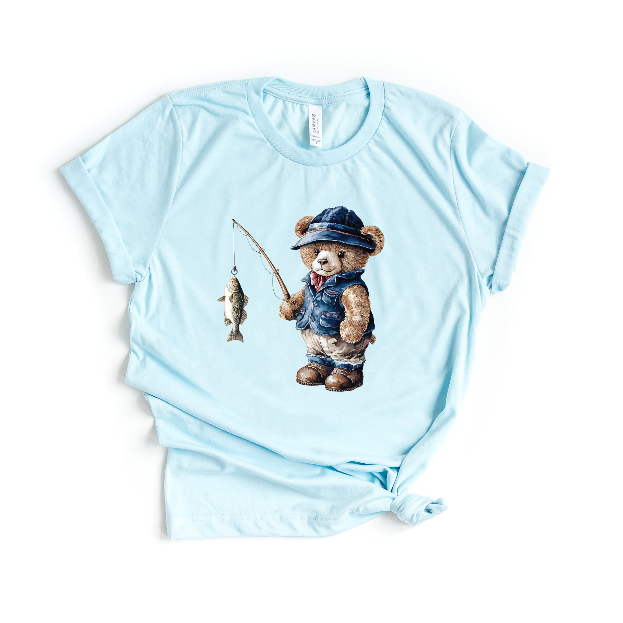 Teddy Bear Fisherman - Womens Short Sleeve Tee