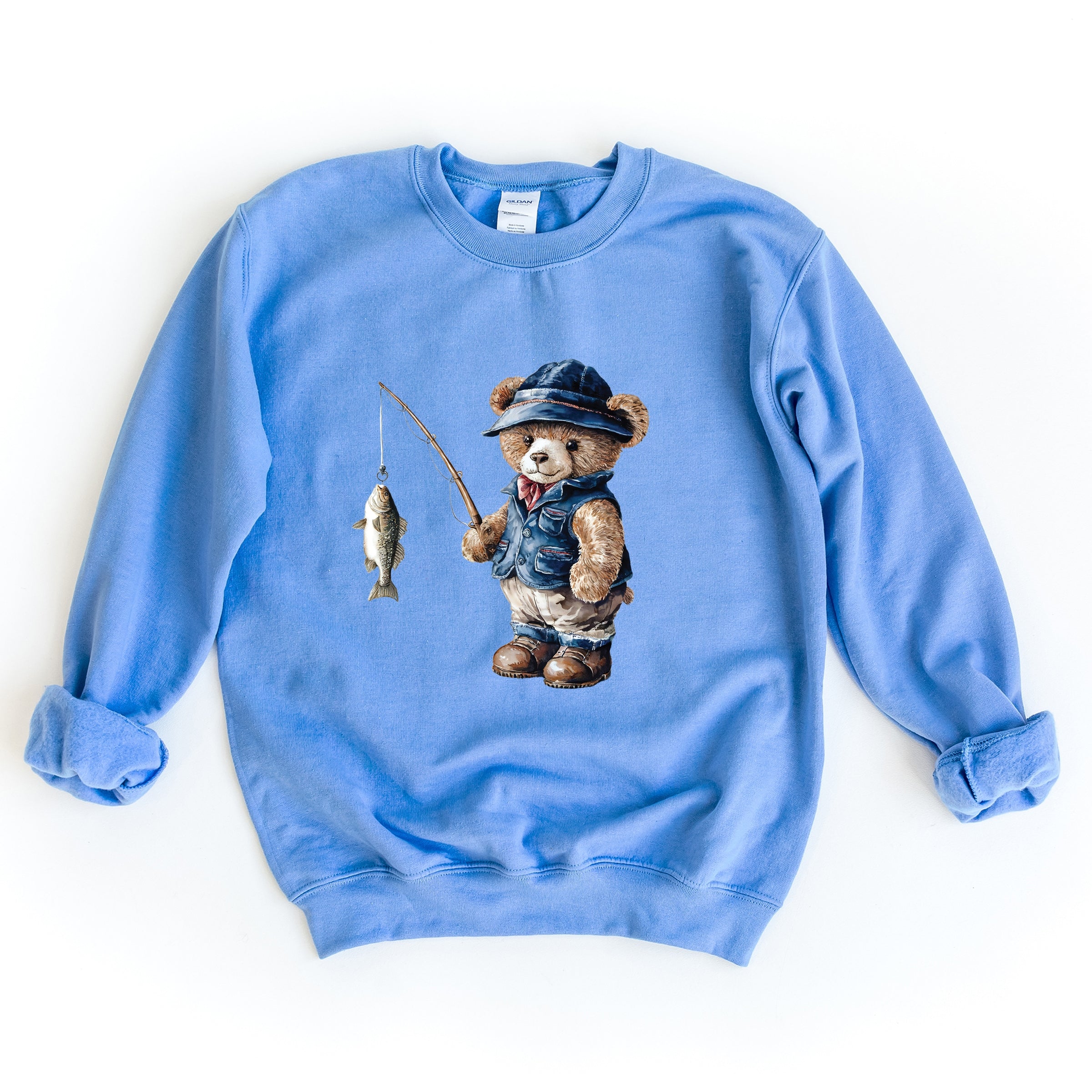 Teddy Bear Fisherman -  Womens Sweatshirt