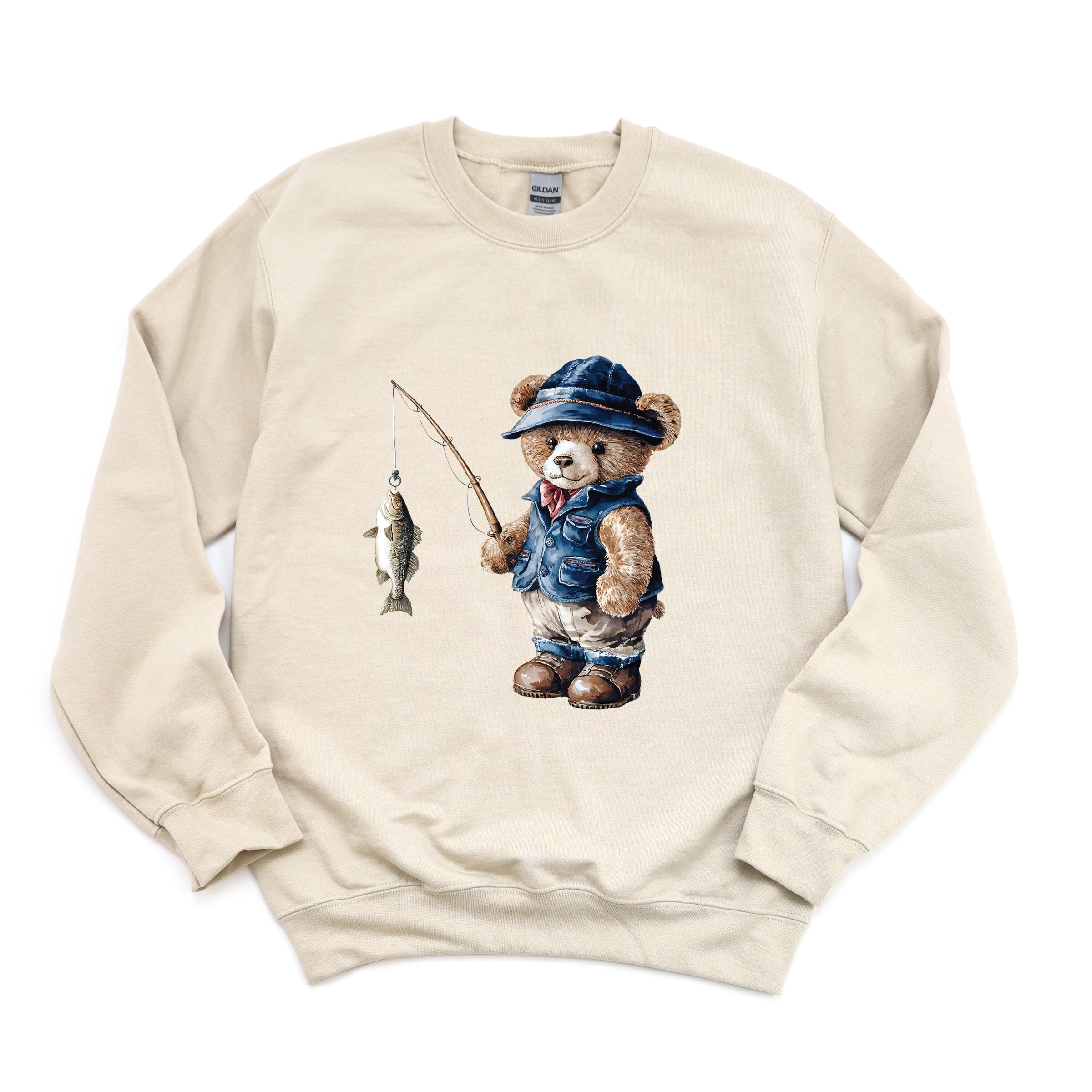 Teddy Bear Fisherman -  Womens Sweatshirt