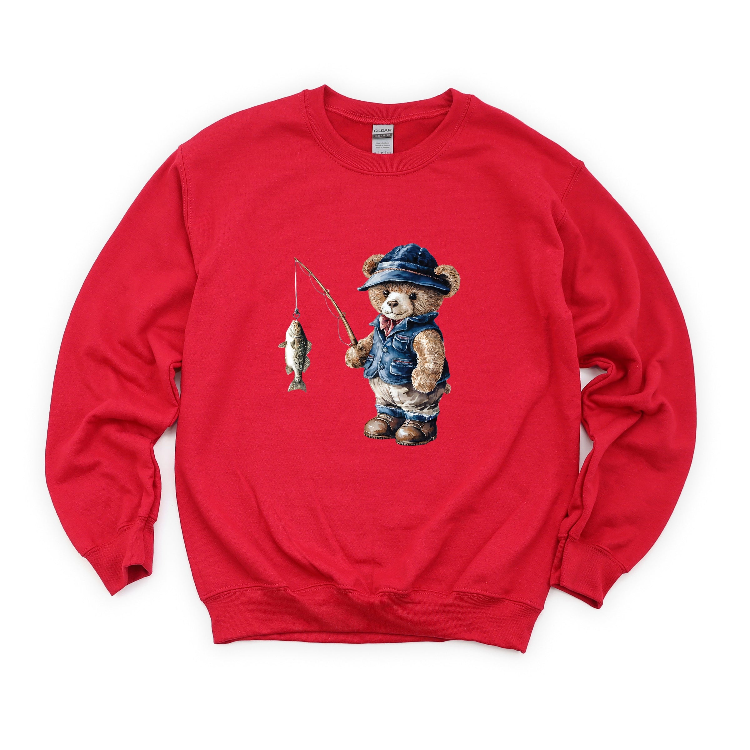 Teddy Bear Fisherman -  Womens Sweatshirt