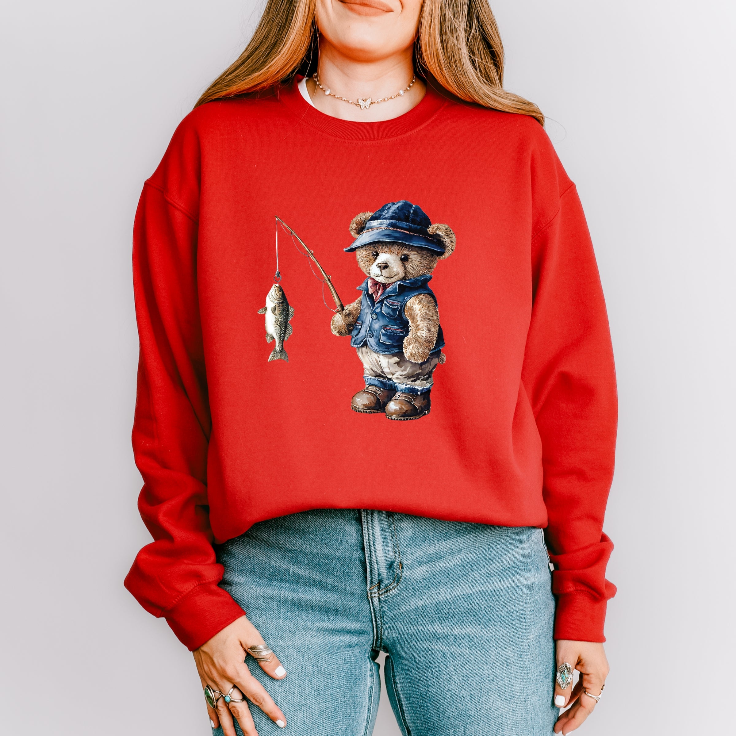 Teddy Bear Fisherman - Women's Sweatshirt