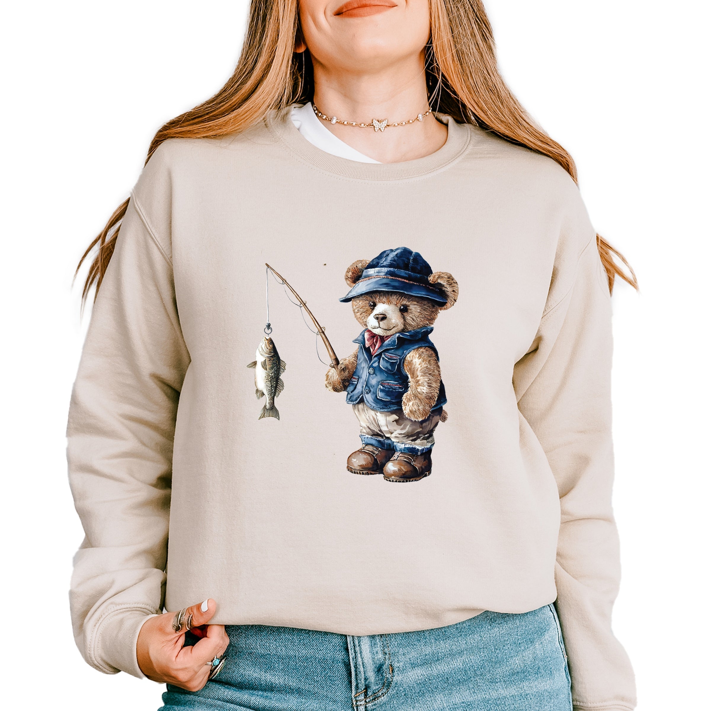 Teddy Bear Fisherman - Women's Sweatshirt