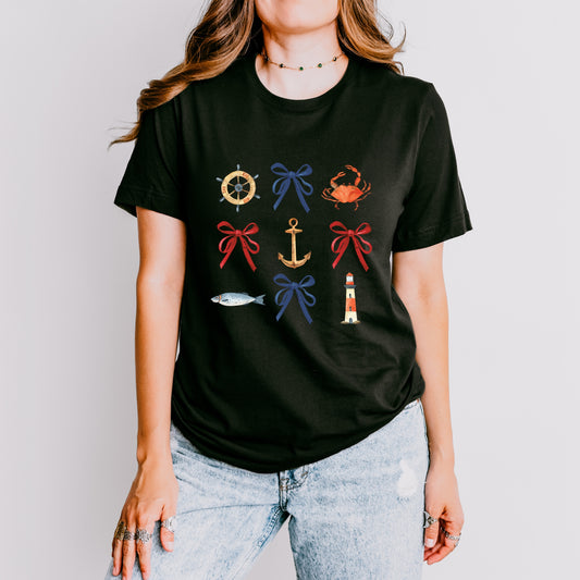 Coquette Nautical Collage - Womens Short Sleeve Tee