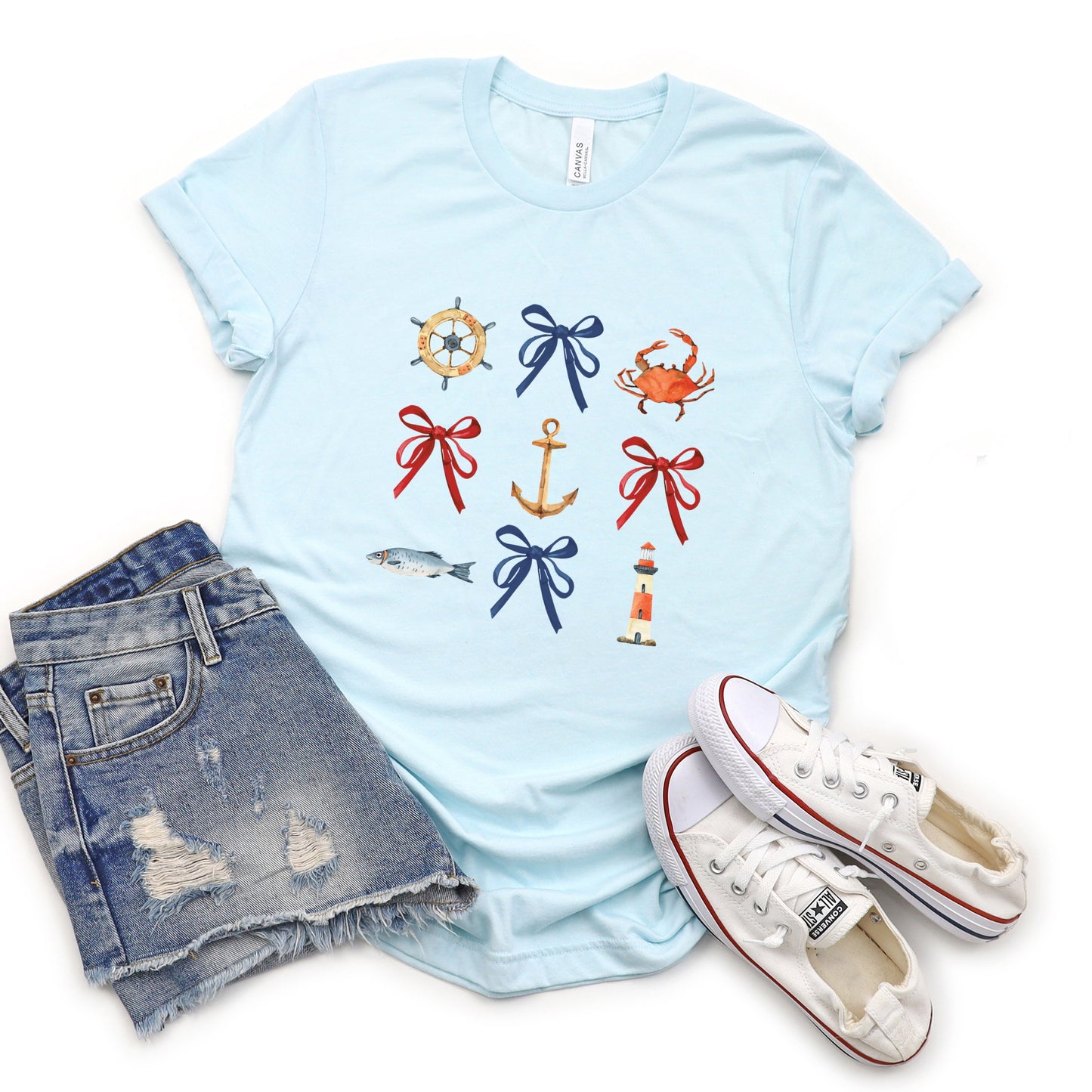 Coquette Nautical Collage - Womens Short Sleeve Tee