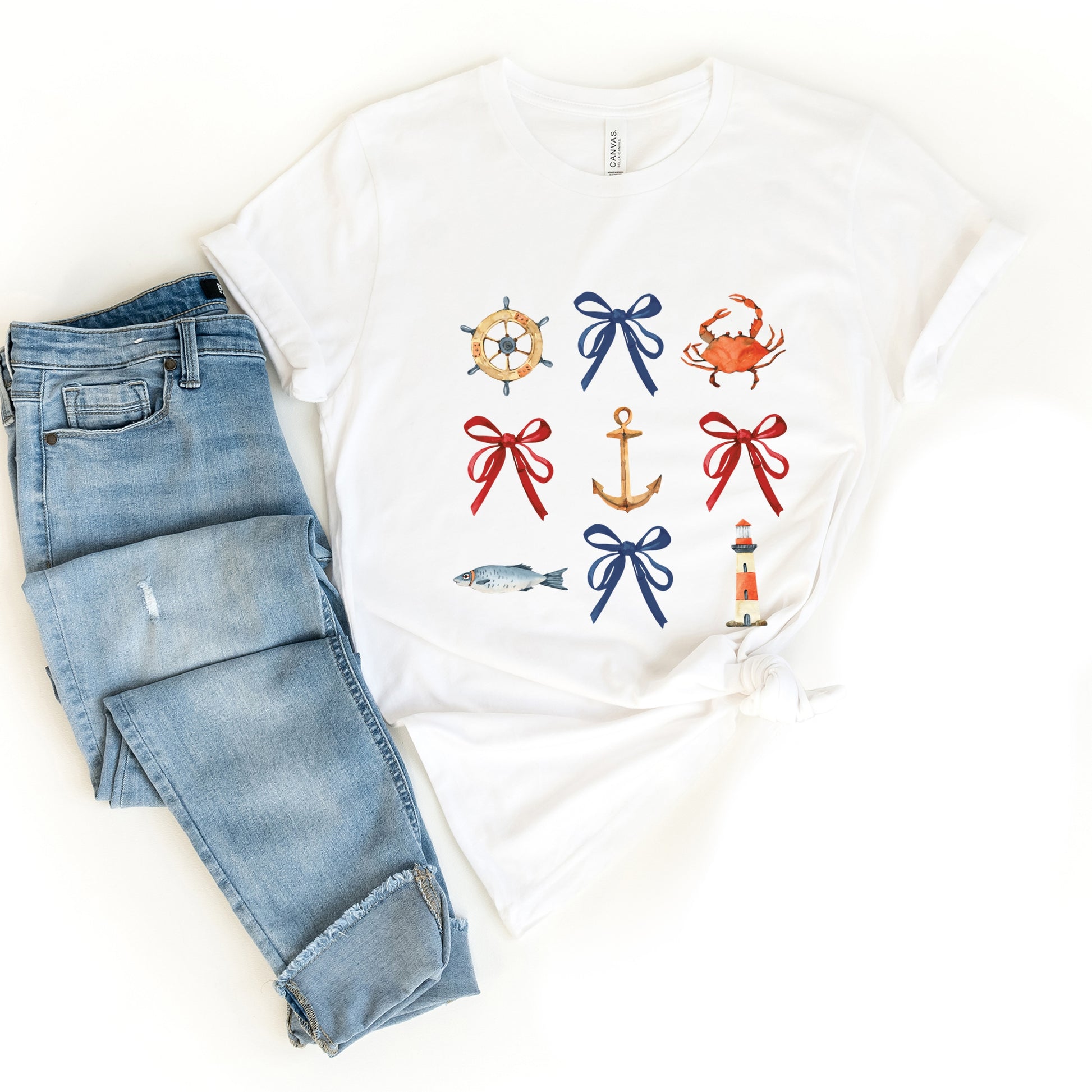 Coquette Nautical Collage - Womens Short Sleeve Tee