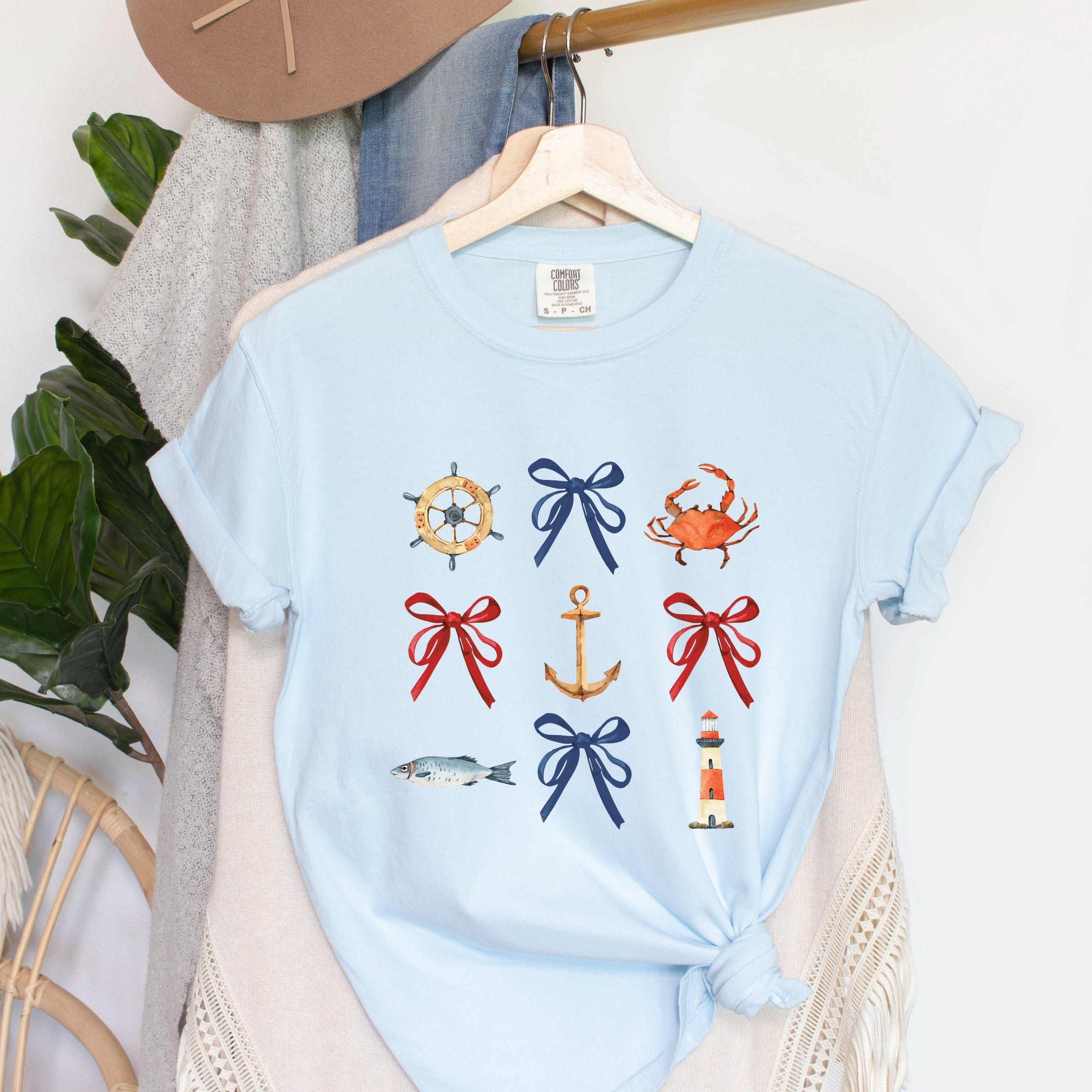Coquette Nautical Collage - Womens Garment Dyed Tee