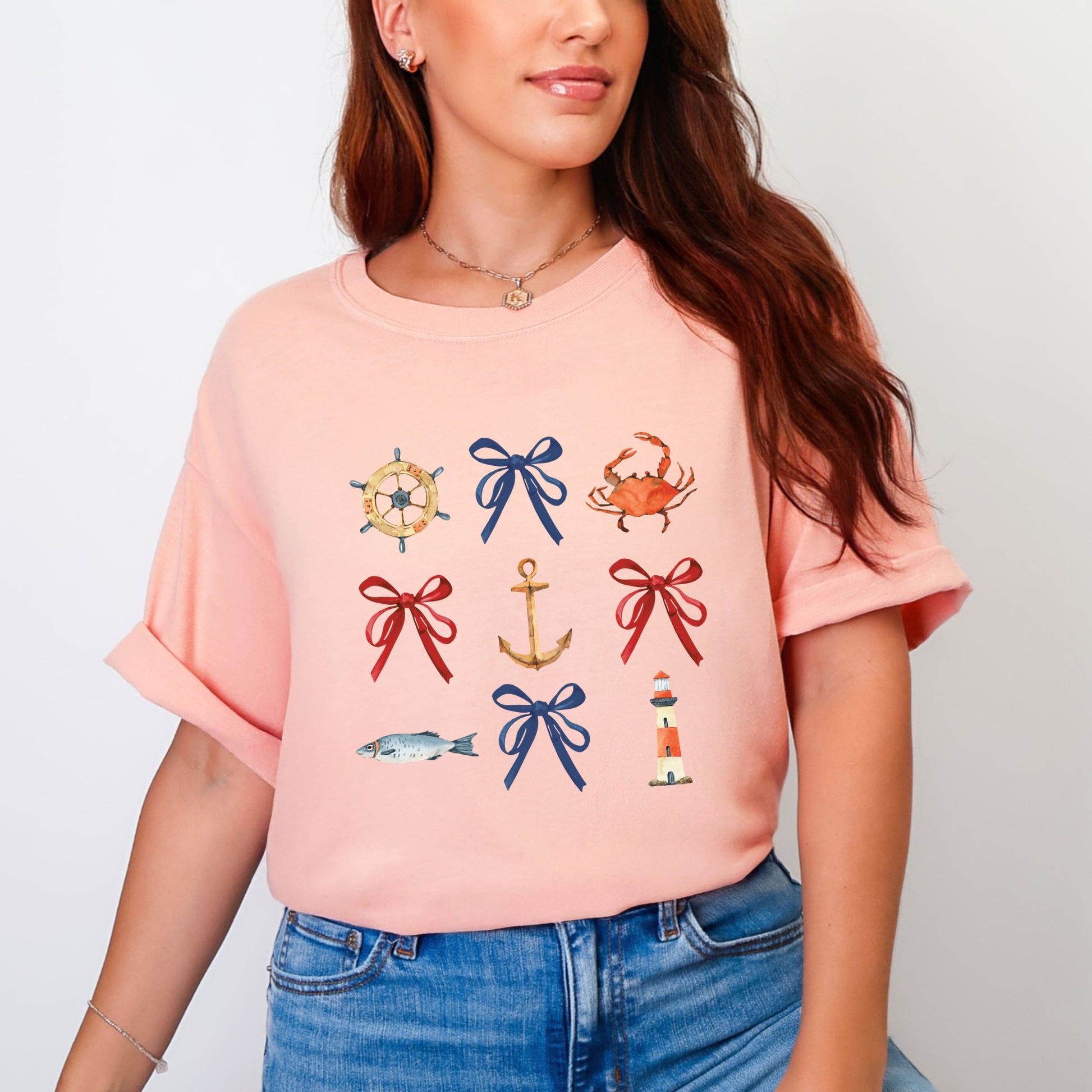 Coquette Nautical Collage - Womens Garment Dyed Tee