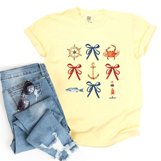 Coquette Nautical Collage - Womens Garment Dyed Tee