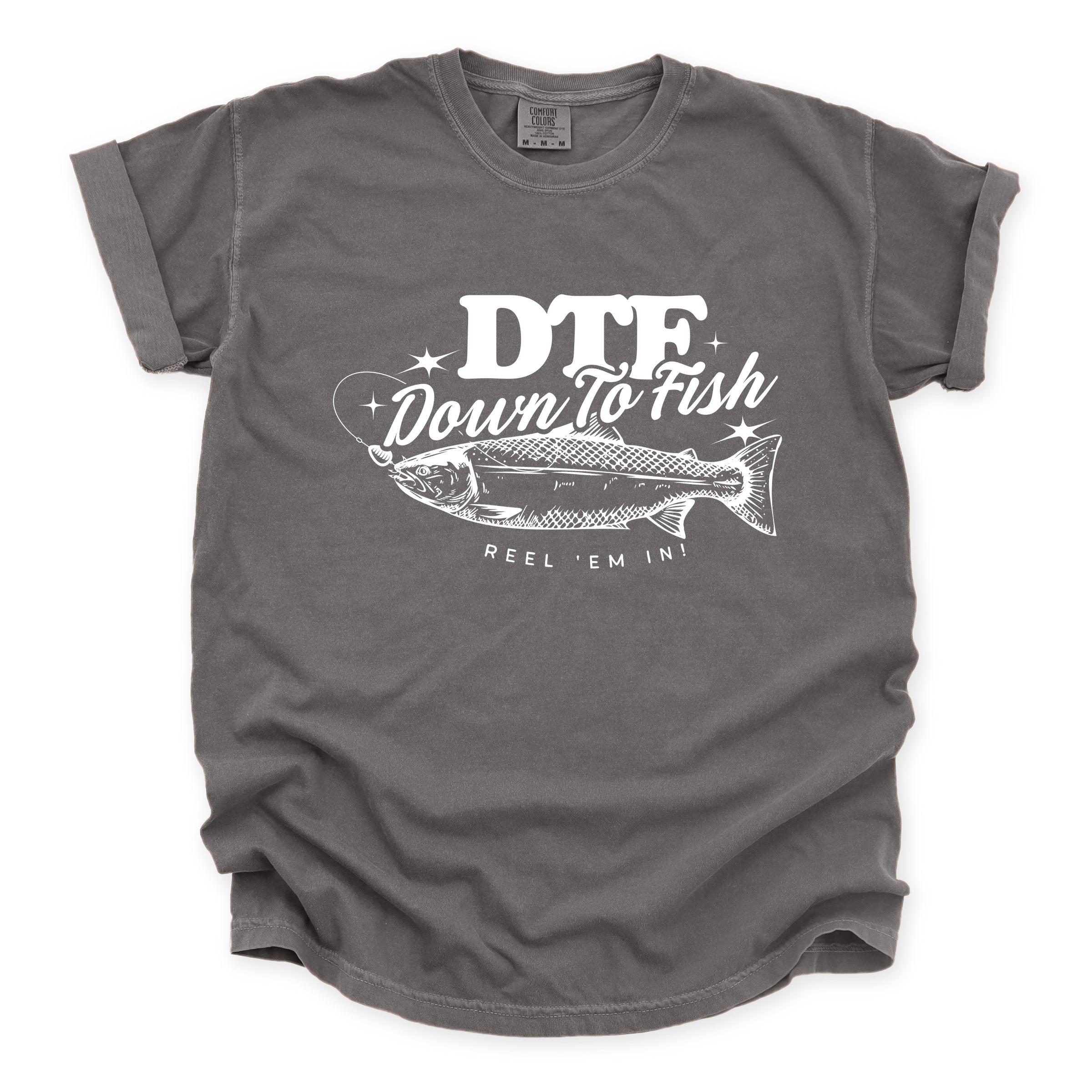 DTF Down To Fish - Women's Garment Dyed Graphic T-Shirt