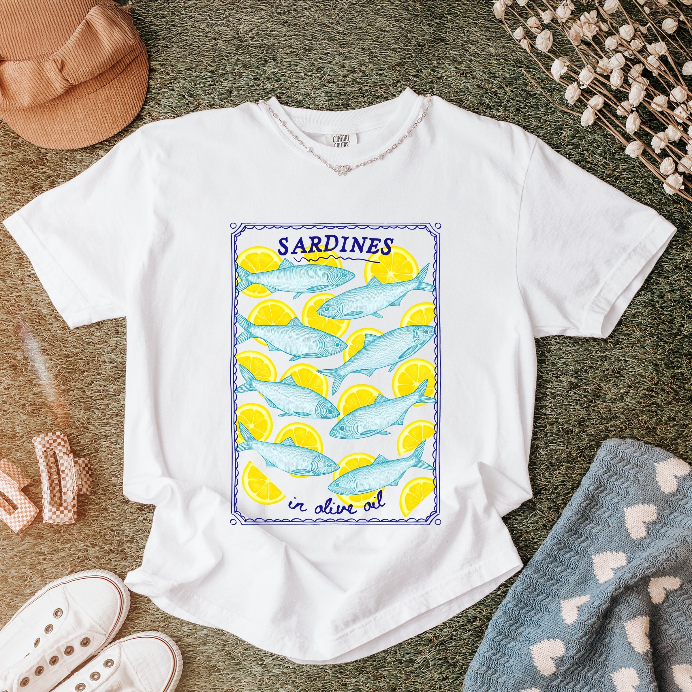 Sardines In Olive Oil - Women's Garment Dyed Graphic T-Shirt
