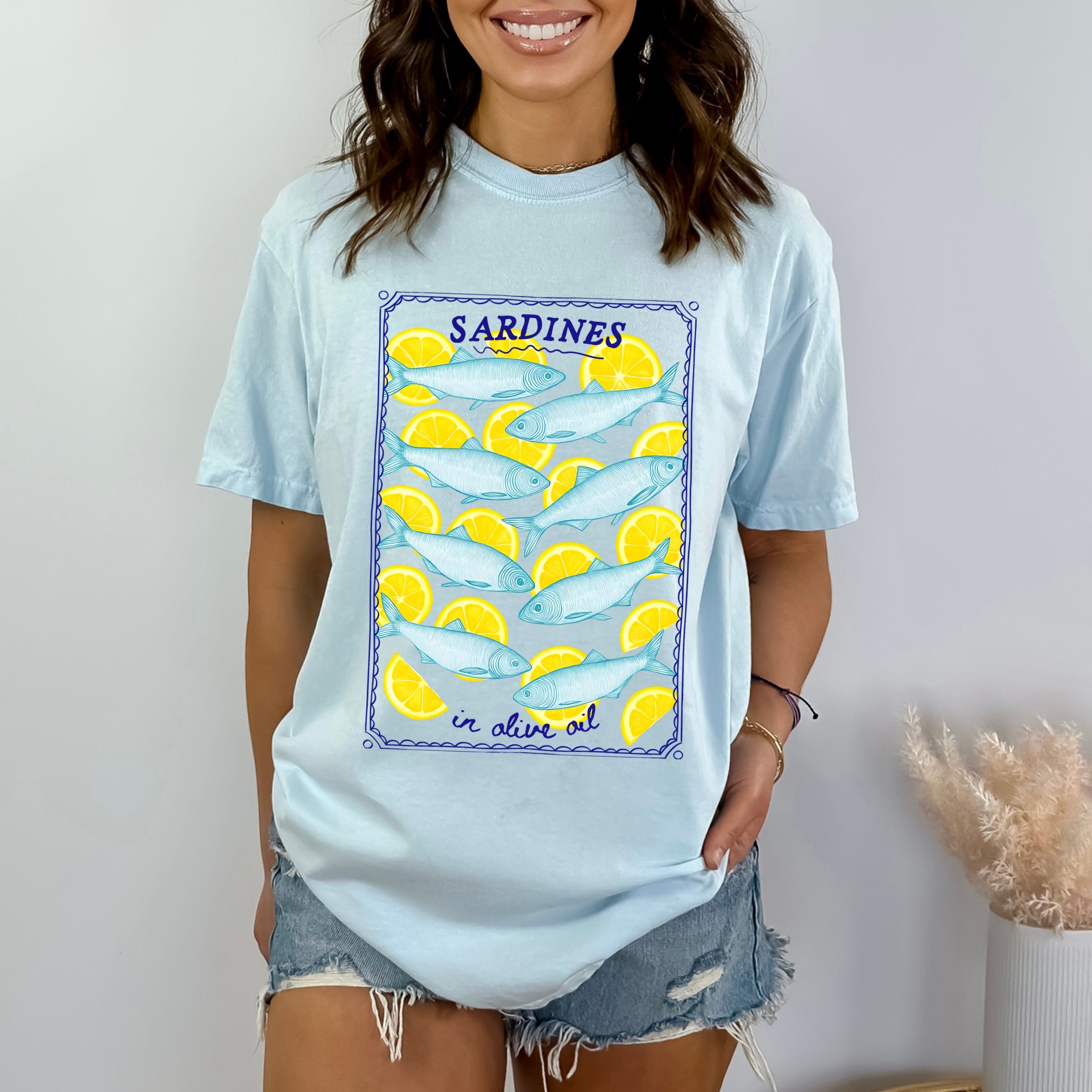 Sardines In Olive Oil - Women's Garment Dyed Graphic T-Shirt