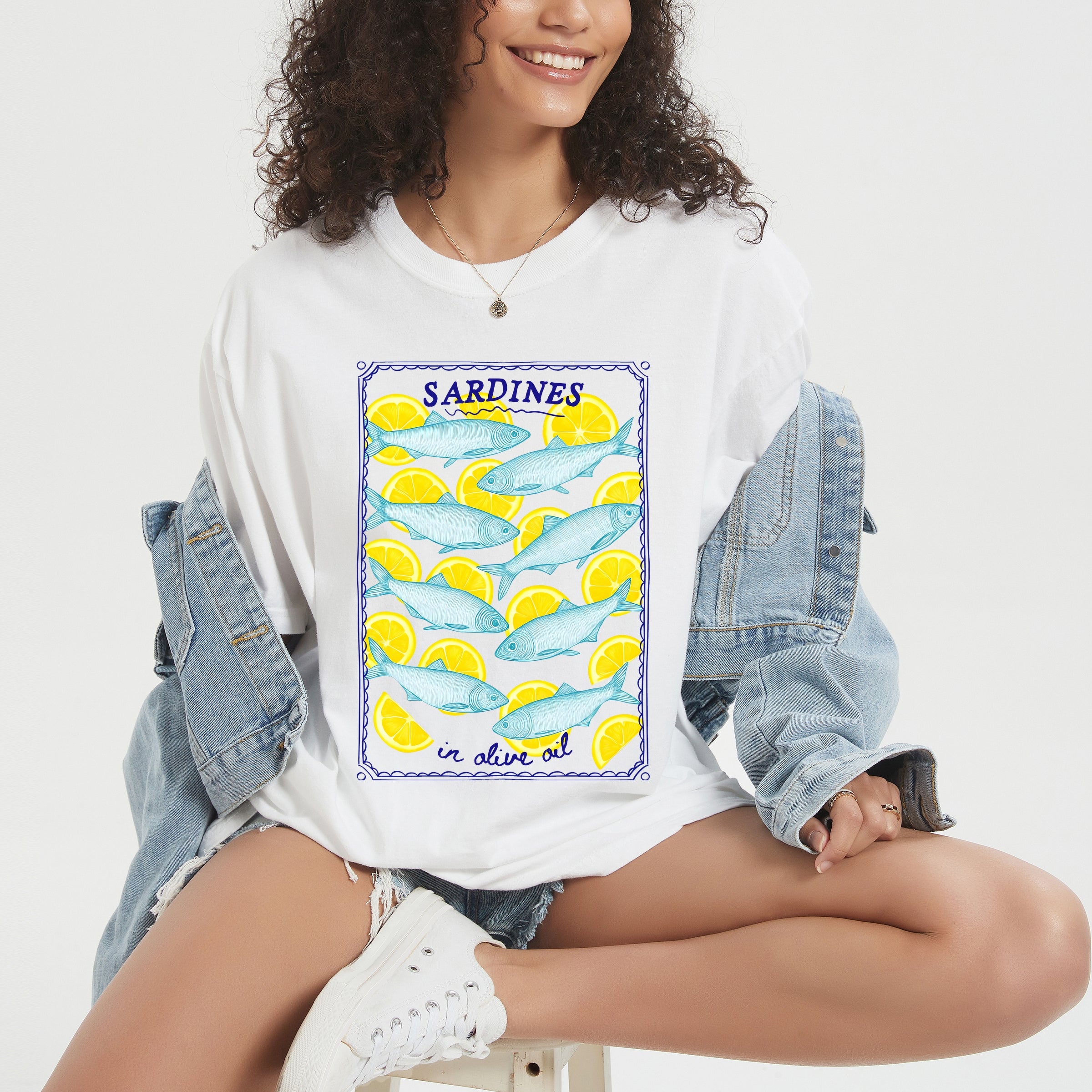 Sardines In Olive Oil - Women's Garment Dyed Graphic T-Shirt