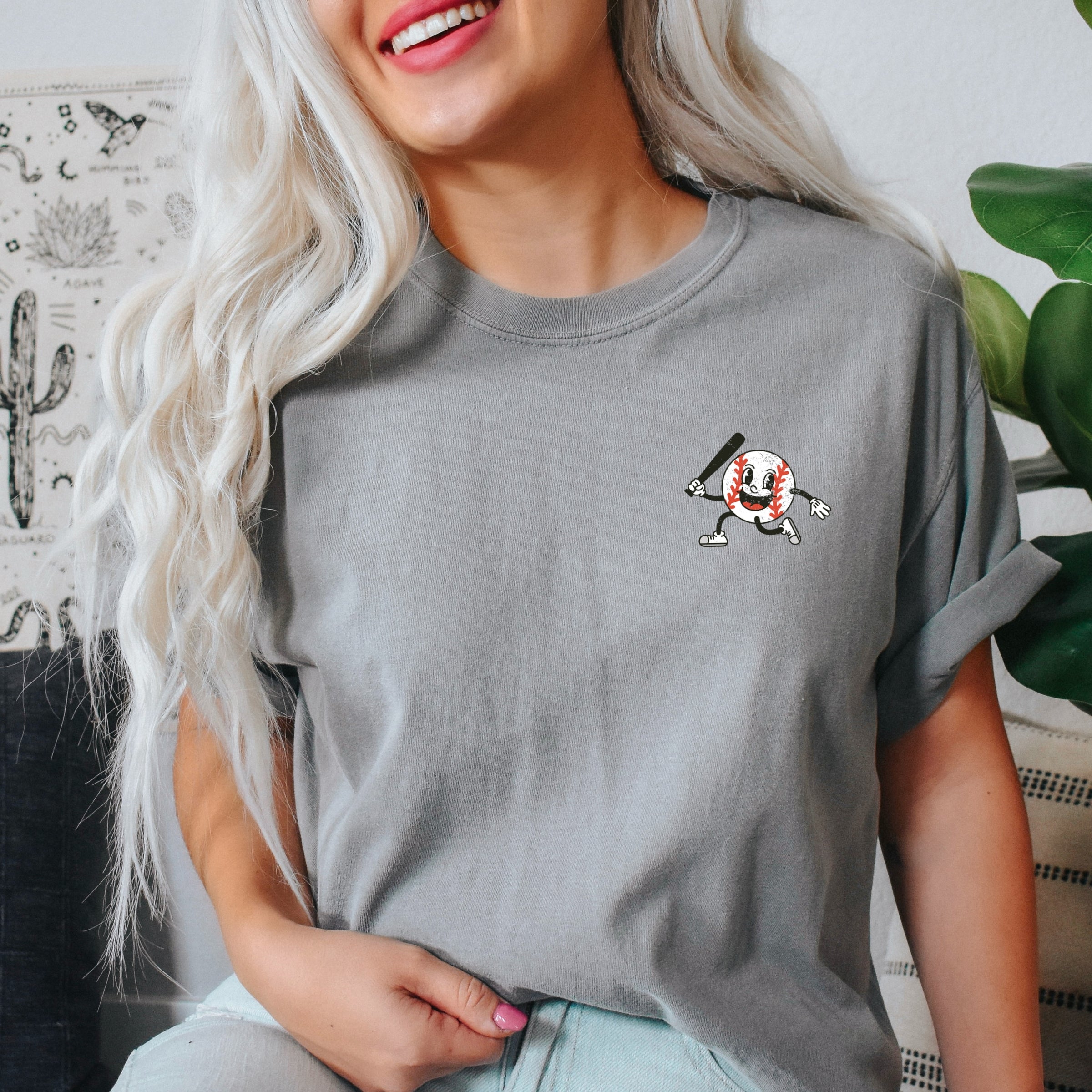 Take Me Out To The Ball Game Distressed  - Womens Garment Dyed Tee