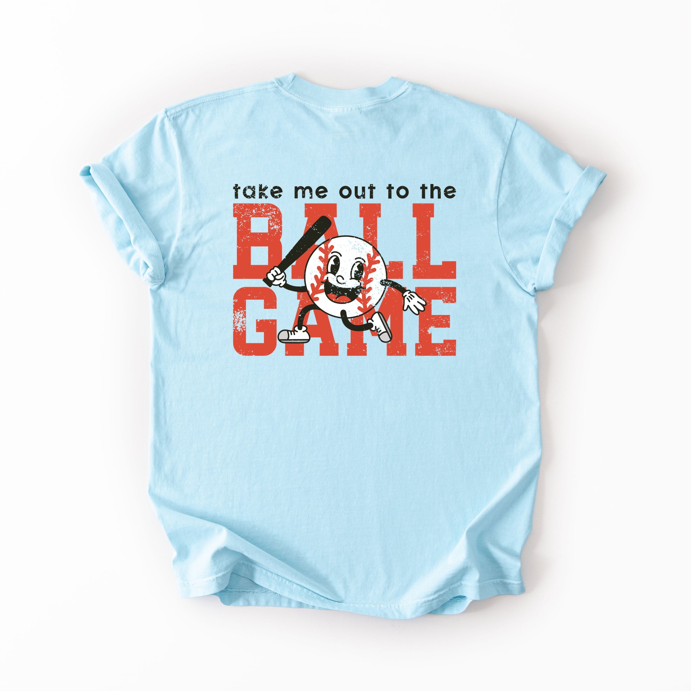 Take Me Out To The Ball Game Distressed  - Womens Garment Dyed Tee