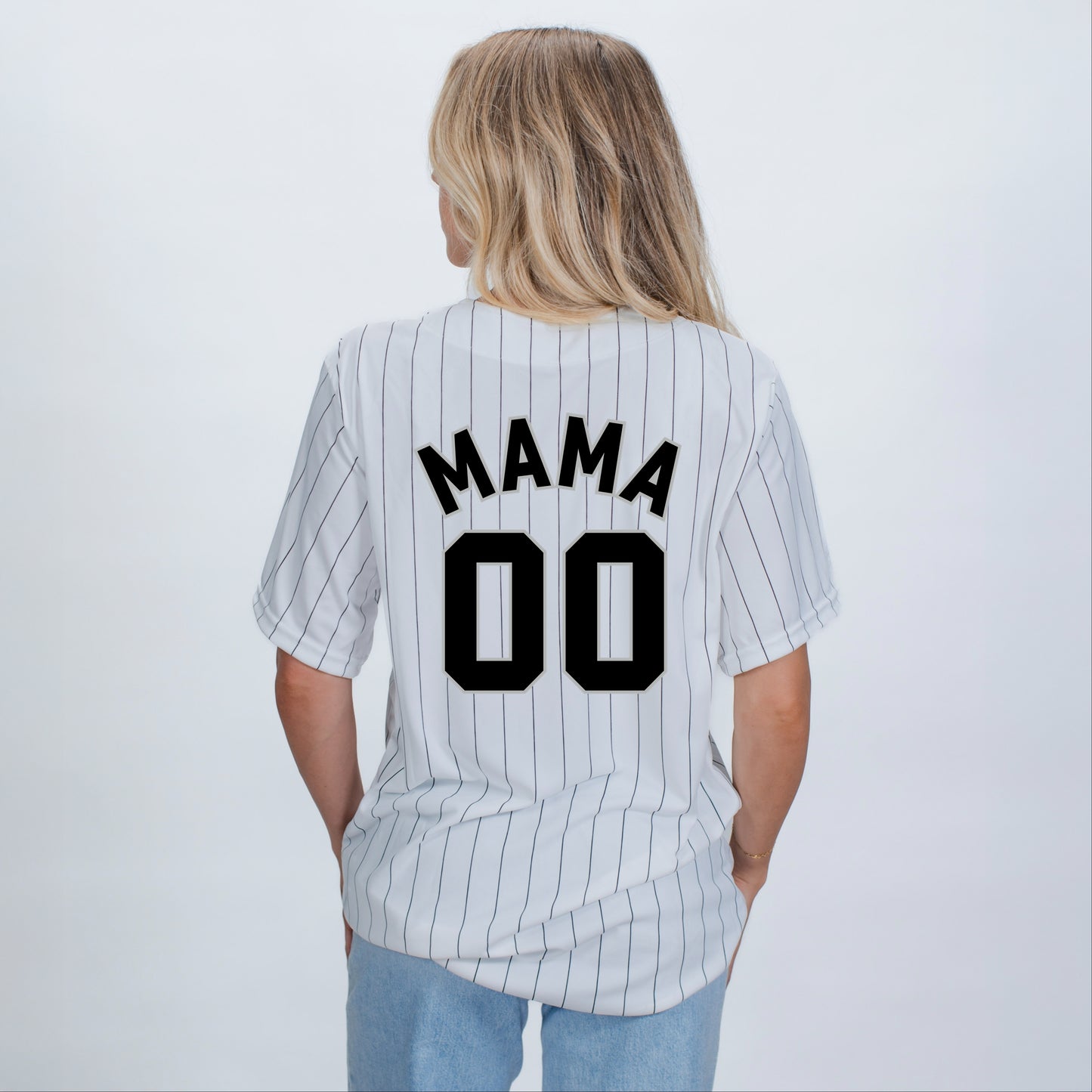 Mama Jersey Heart  - Womens Striped Baseball Jersey