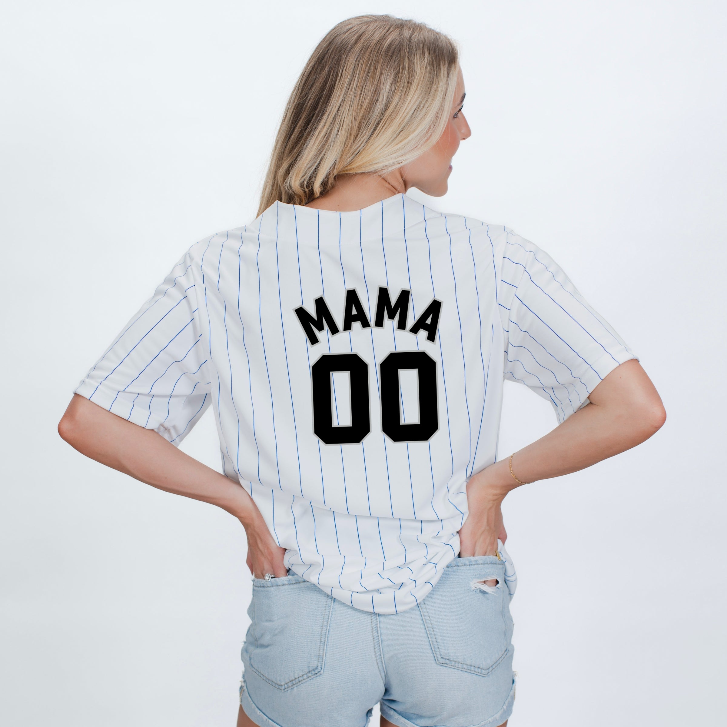 Mama Jersey Heart - Women's Striped Baseball Jersey