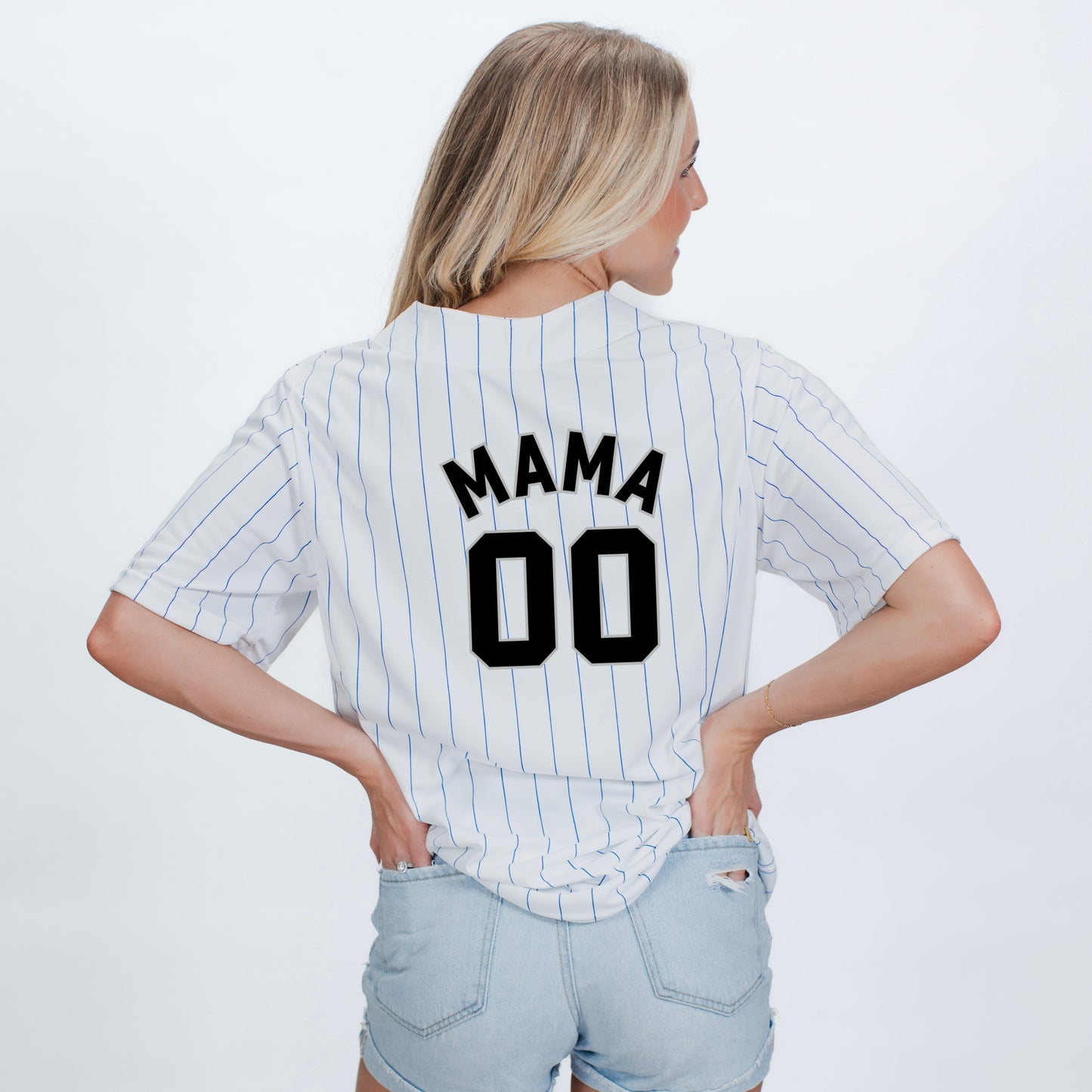 Mama Jersey Heart  - Womens Striped Baseball Jersey