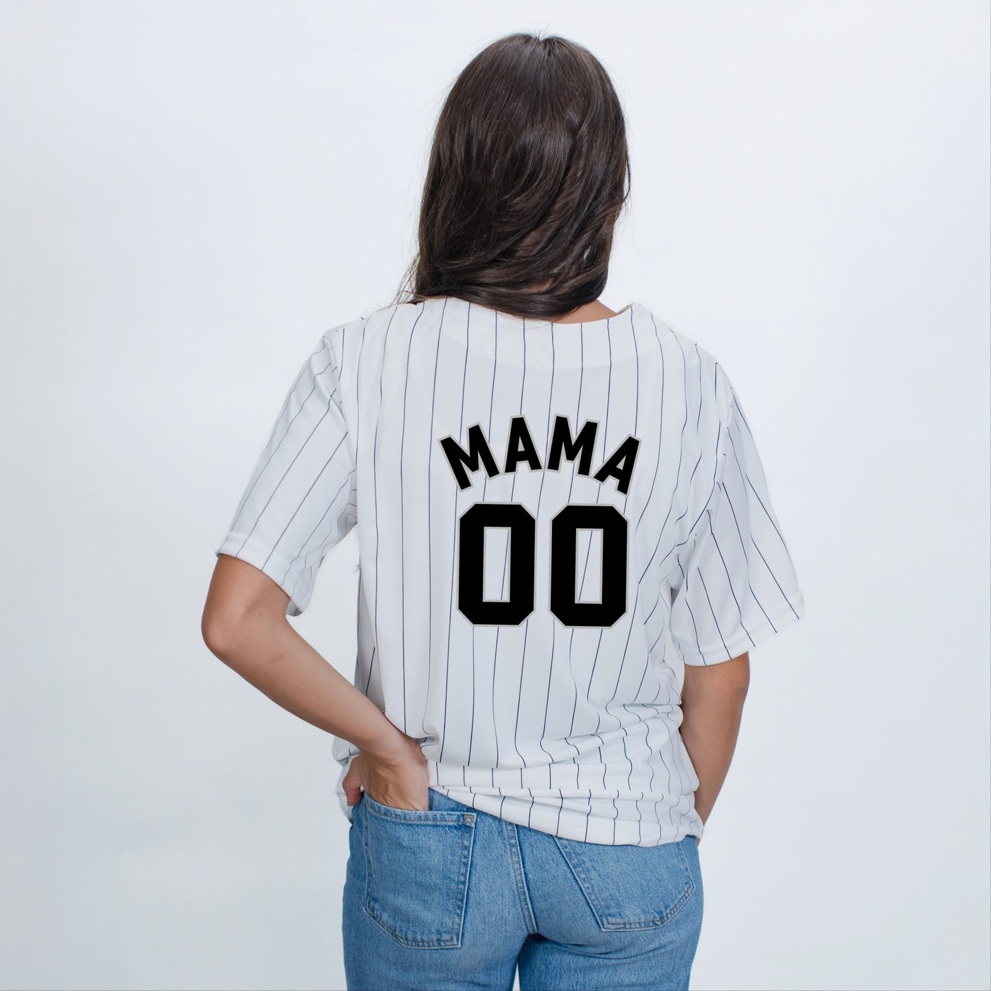 Mama Jersey Heart  - Womens Striped Baseball Jersey