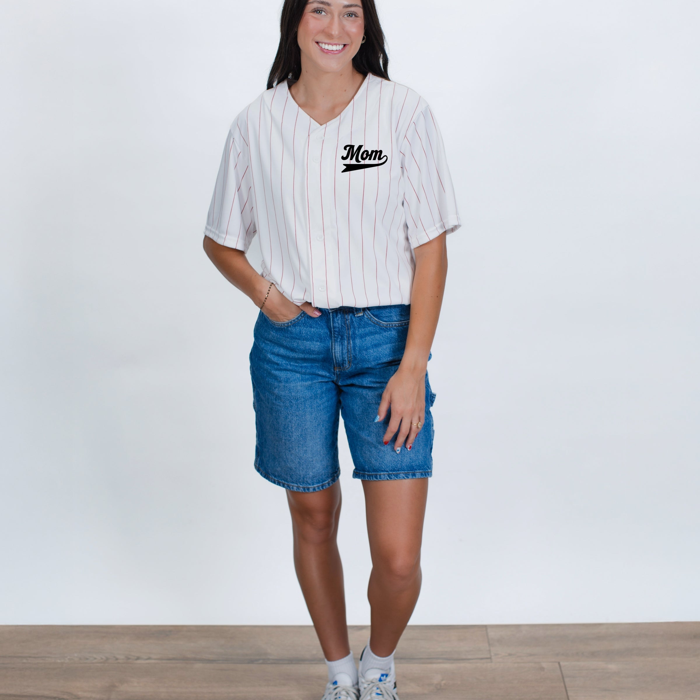 Motherhood University Jersey - Striped Baseball Jersey