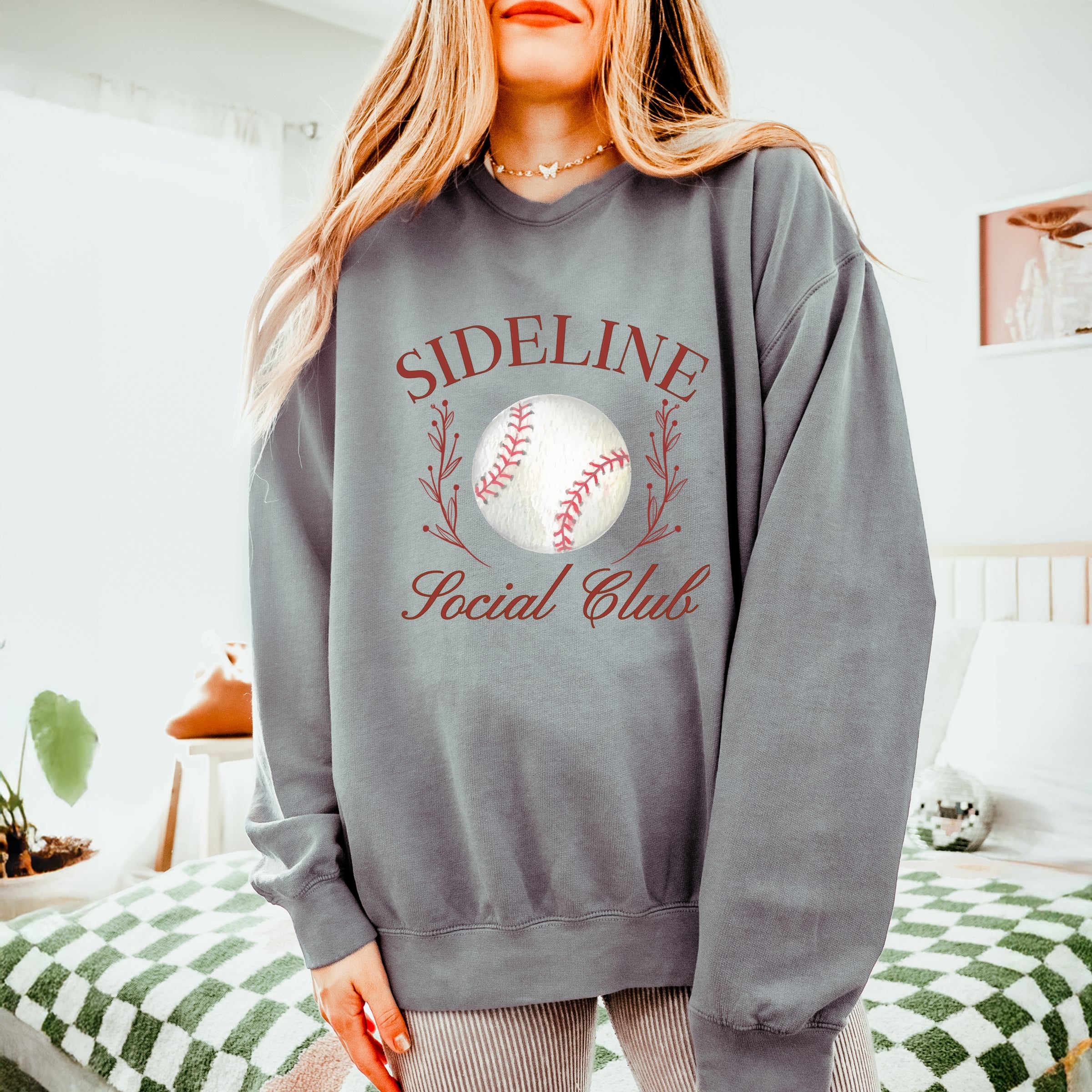 Baseball Sideline Social Club - Women's Lightweight Garment Dyed Sweatshirt